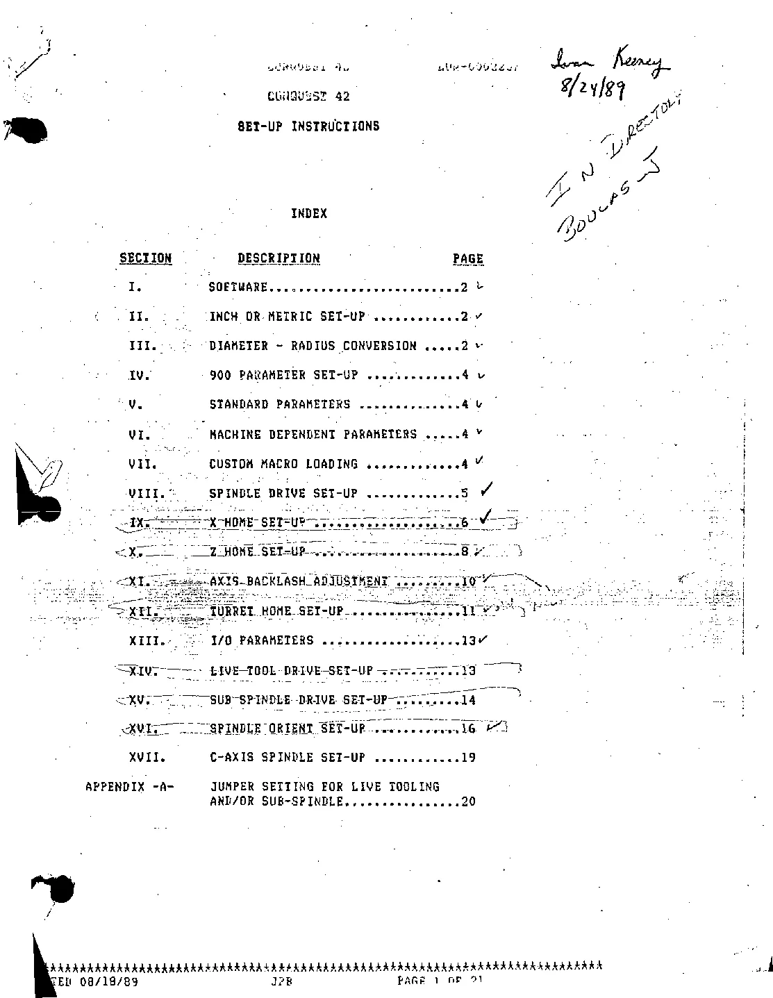 Bridgeport Conquest 42 Setup Manual and PLC Drawings