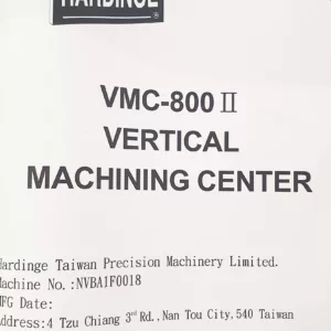 Hardinge Bridgeport VMC 800 II Electrical Manual