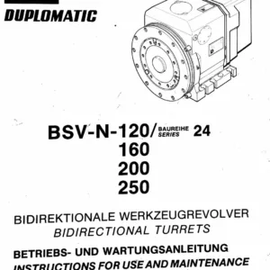Duplomatic BSV-N Series 24 - 120/160/200-250 Turret Maintenance Manual