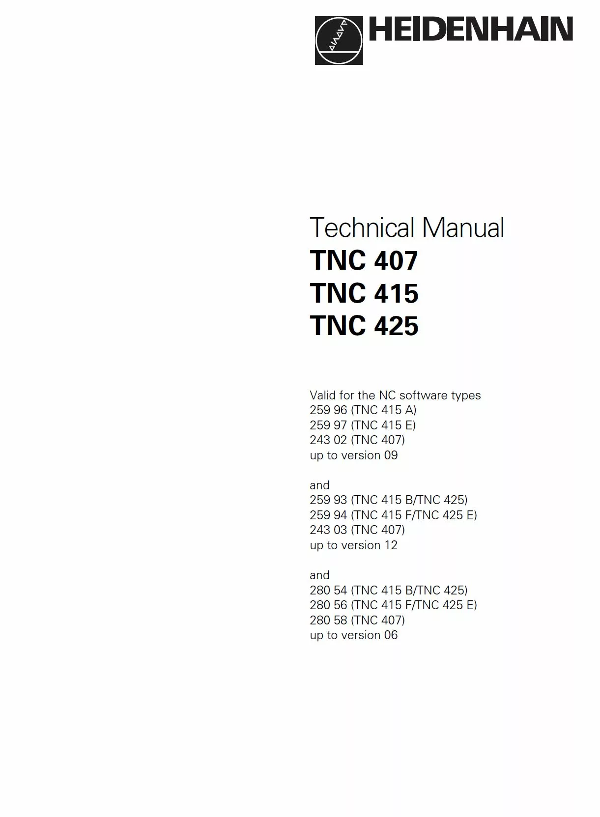 Heidenhain TNC 407/415/425 Technical Manual