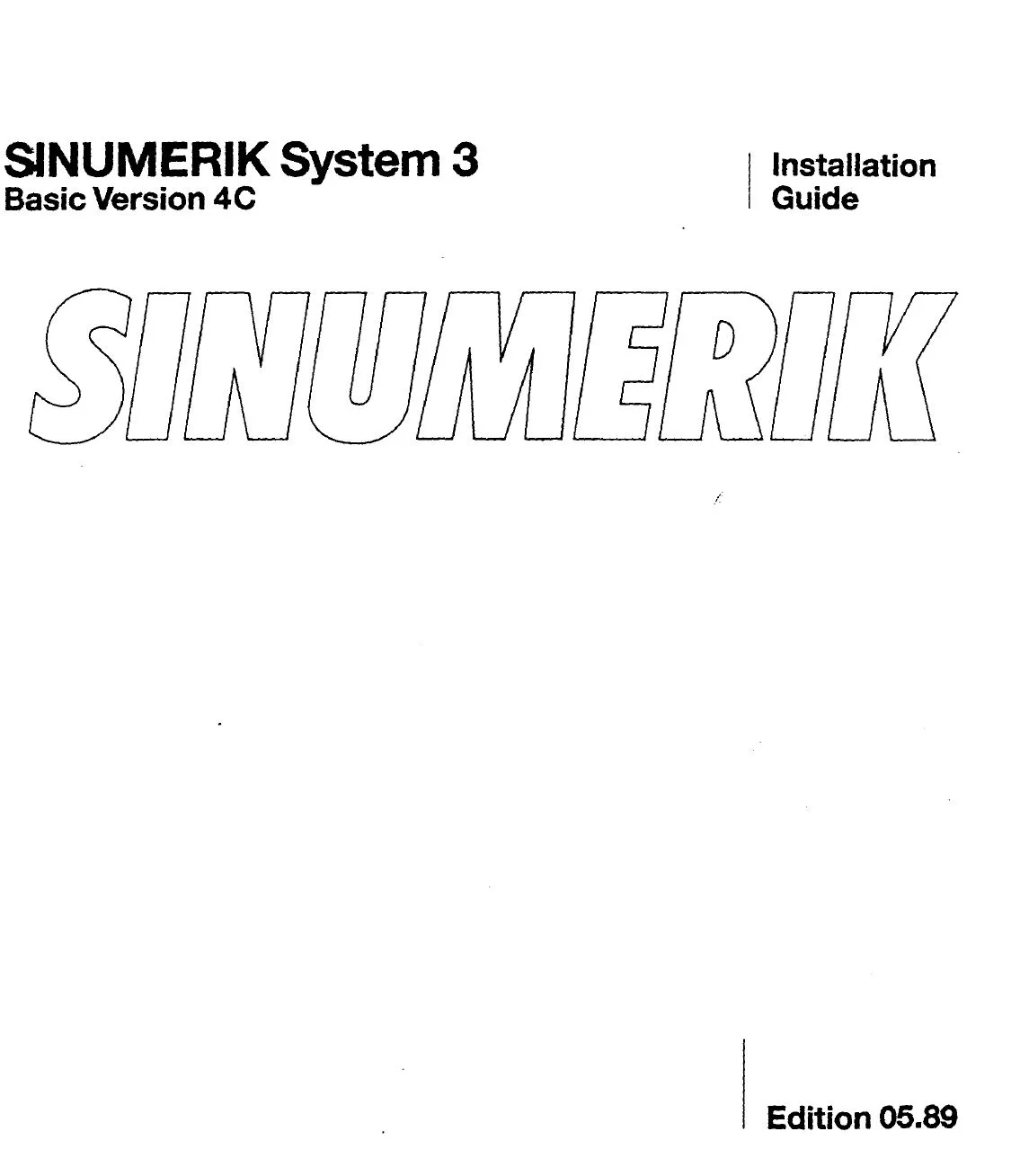 Siemens Sinumerik System 3 Installation Guide & Technical Information Manual