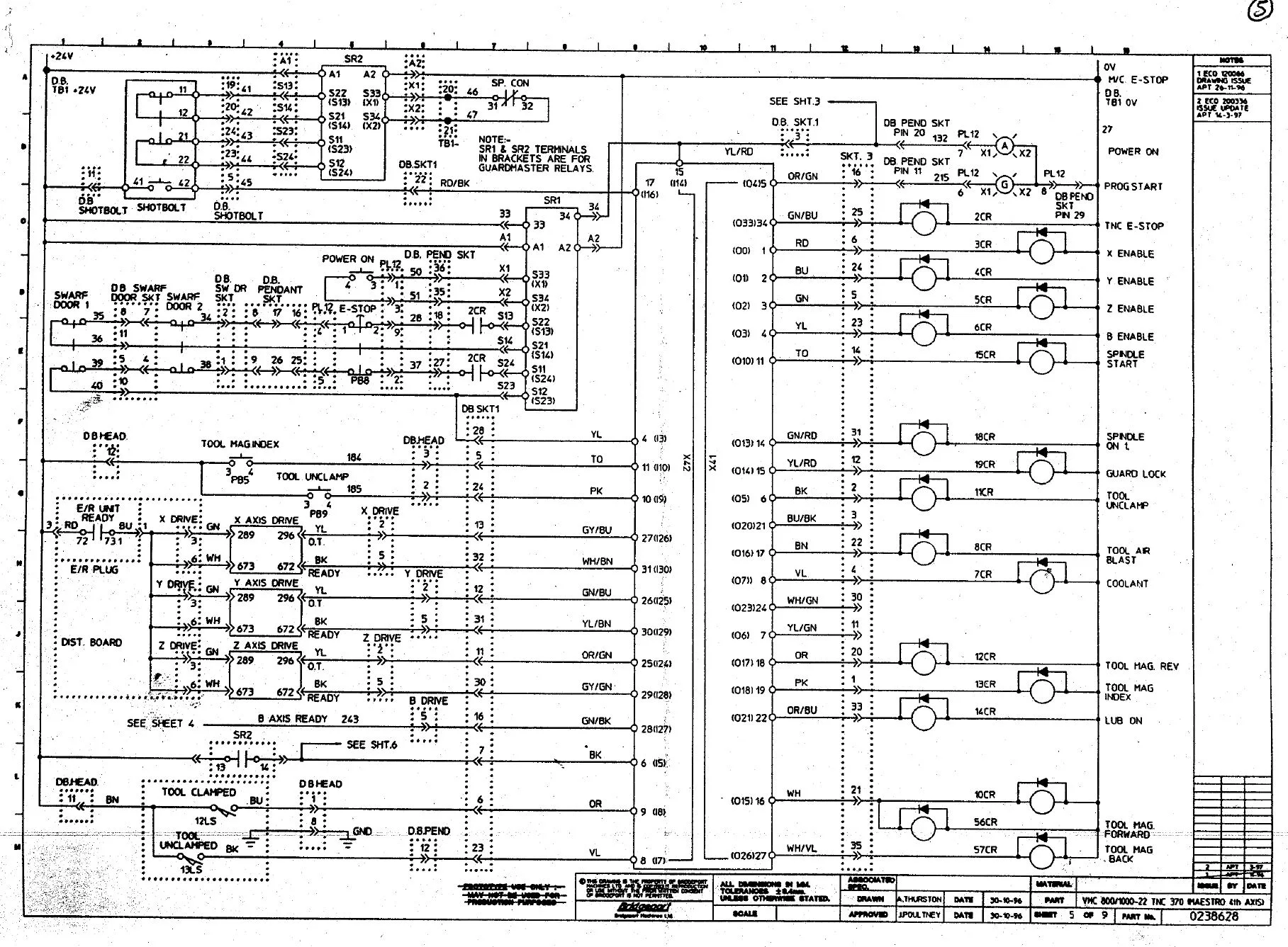 Bridgeport VMC 800/1000 22 with Heidenhain TNC 370 Electrical Schematics