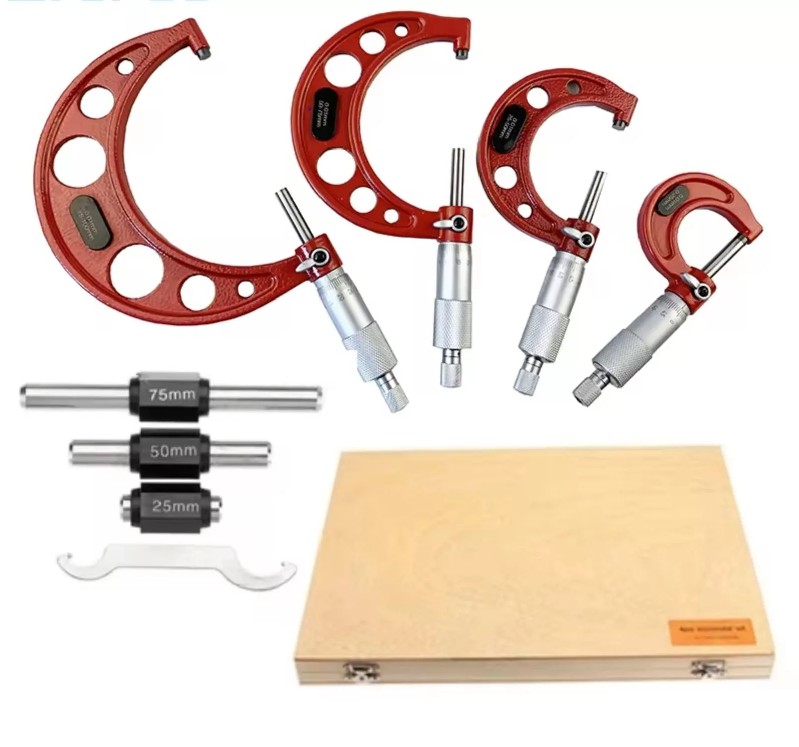 4 Piece Micrometer Set - 0-25mm-50mm-75mm-100mm