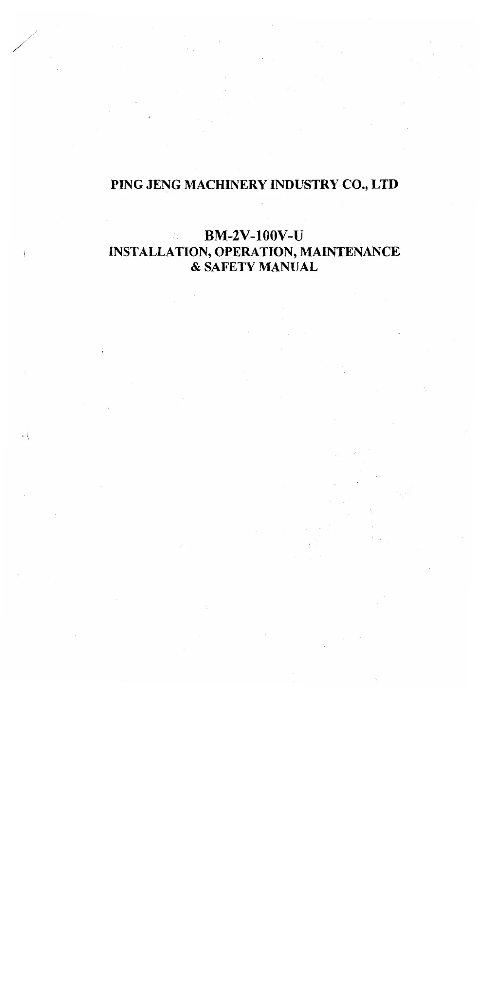 XYZ Machine Tools manual cover
