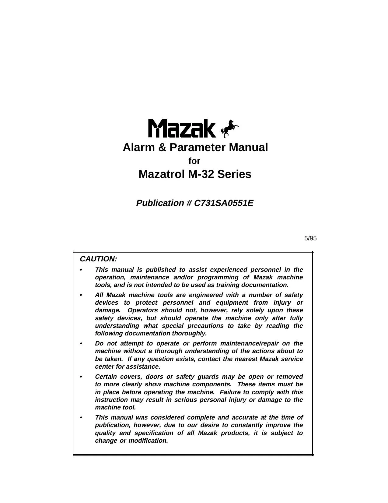 Mazatrol M-32 Alarm & Parameter Manual