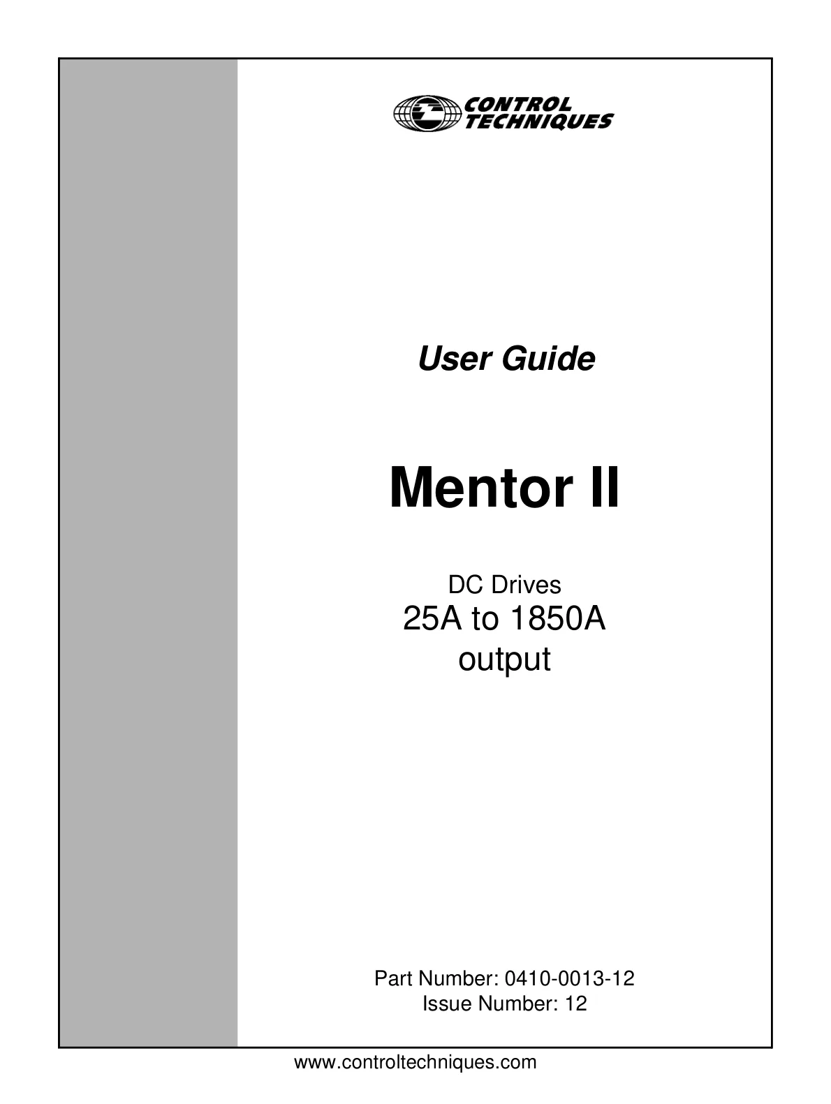 Control Techniques Mentor II DC Drives User Guide