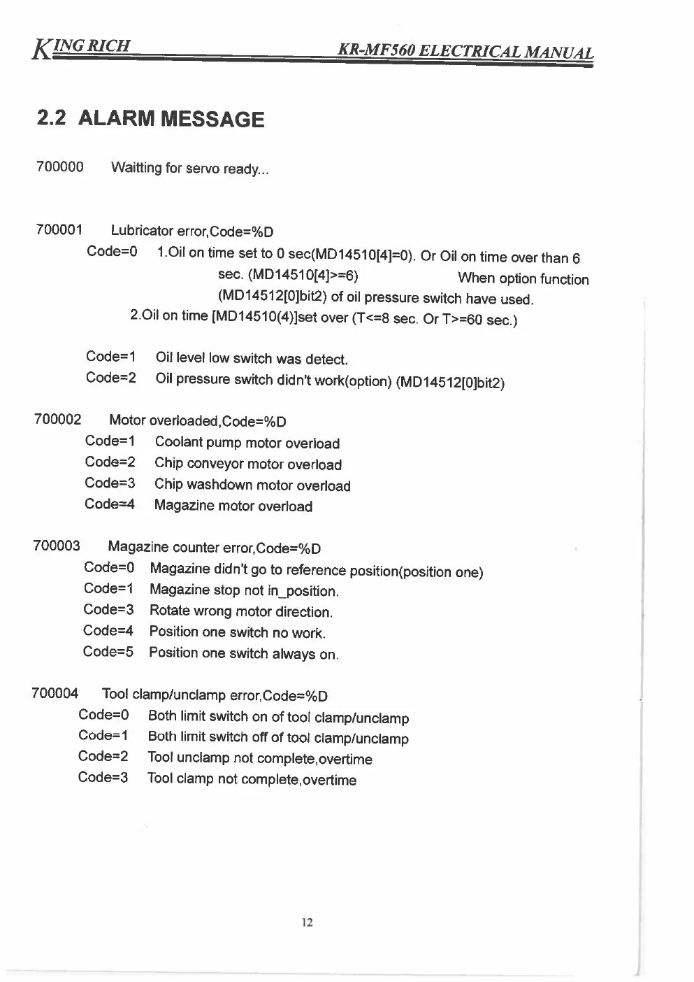 XYZ Machine Tools manual cover
