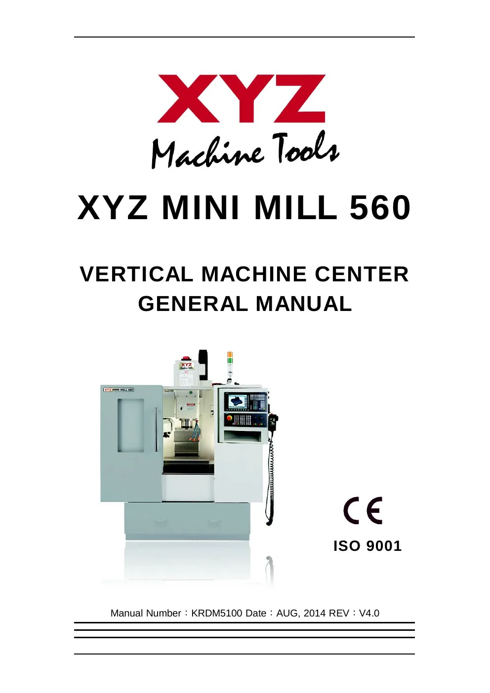 XYZ Machine Tools manual cover