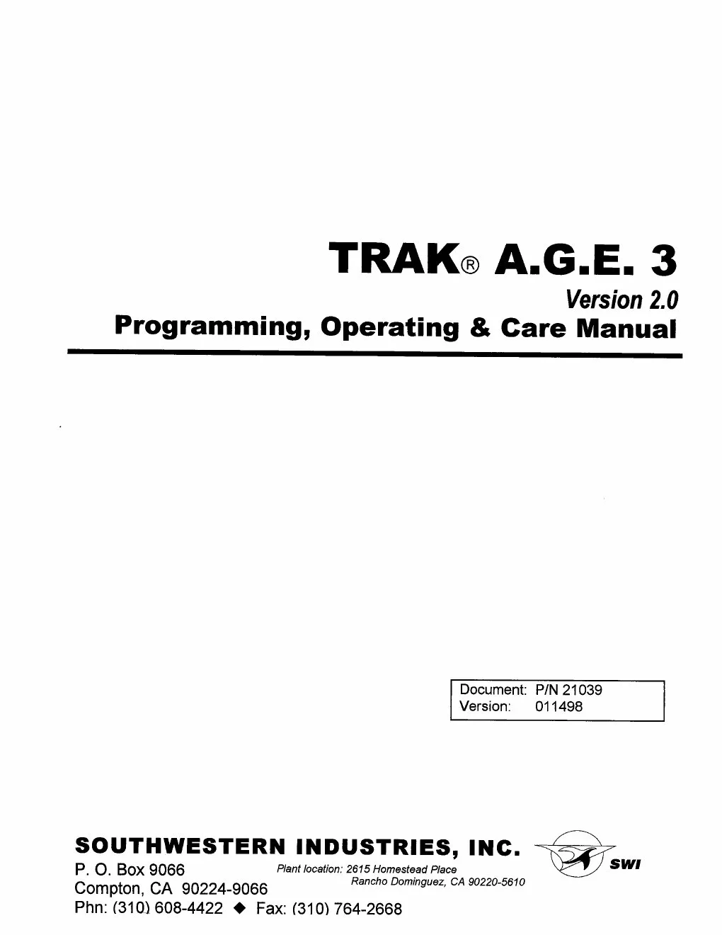 XYZ Machine Tools manual cover