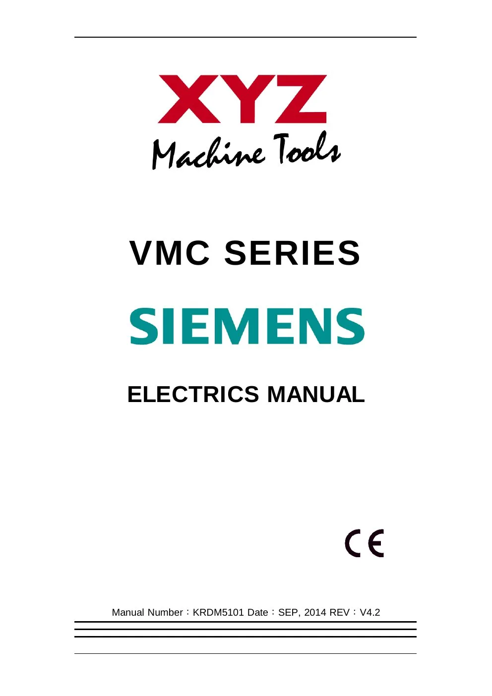 XYZ Machine Tools manual cover