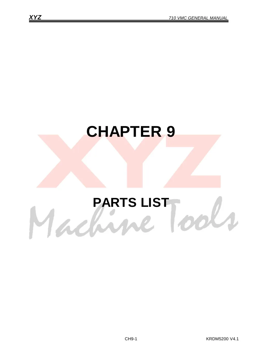 XYZ Machine Tools manual cover