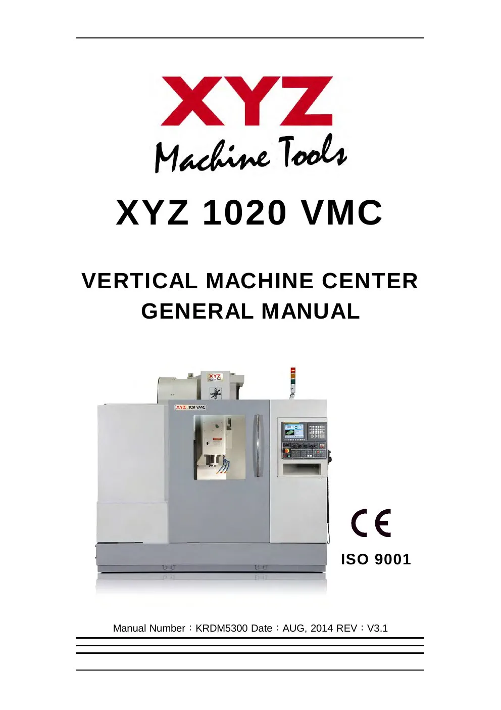 XYZ Machine Tools manual cover