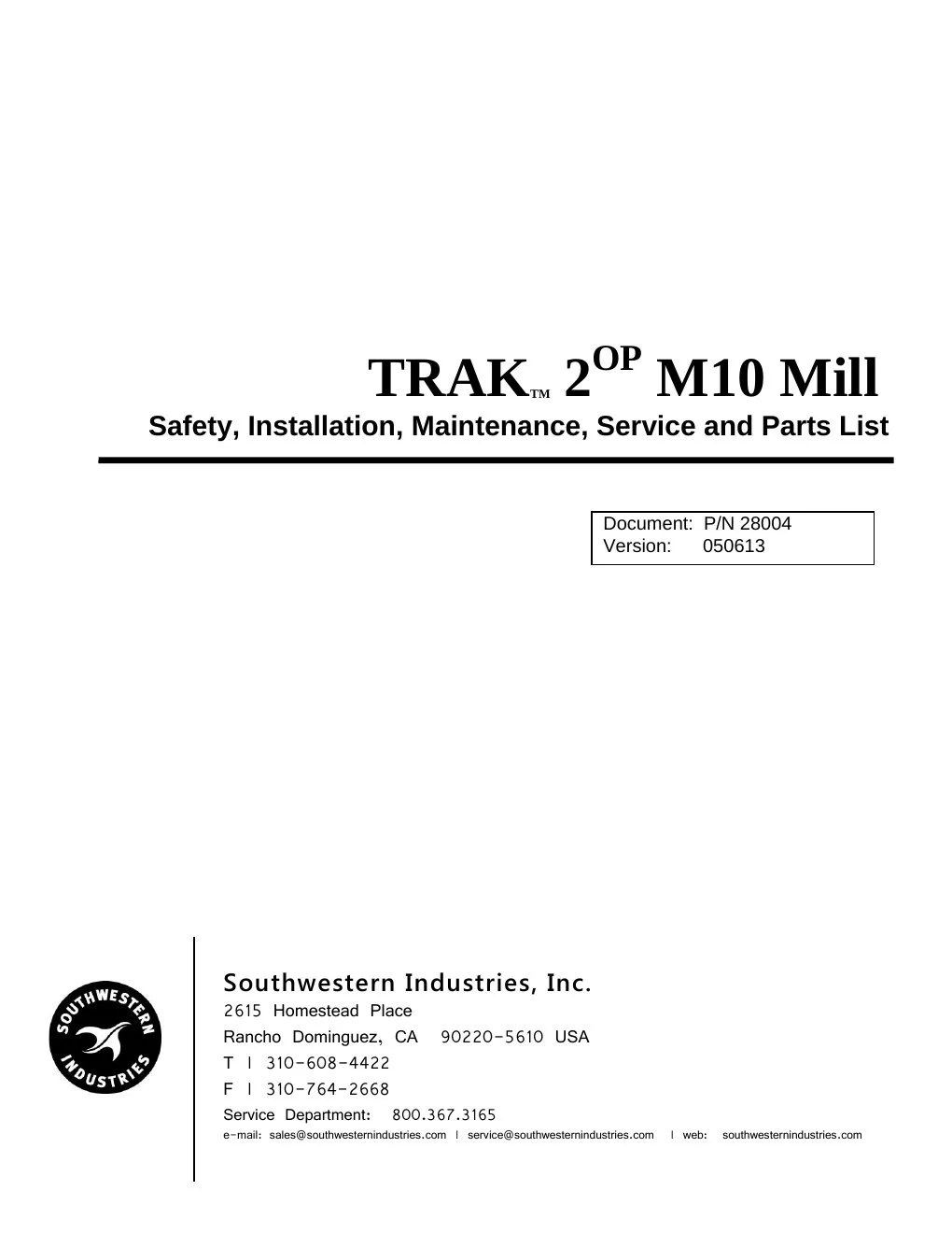 XYZ Machine Tools manual cover