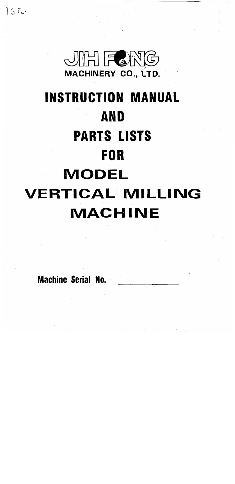 XYZ Machine Tools manual cover