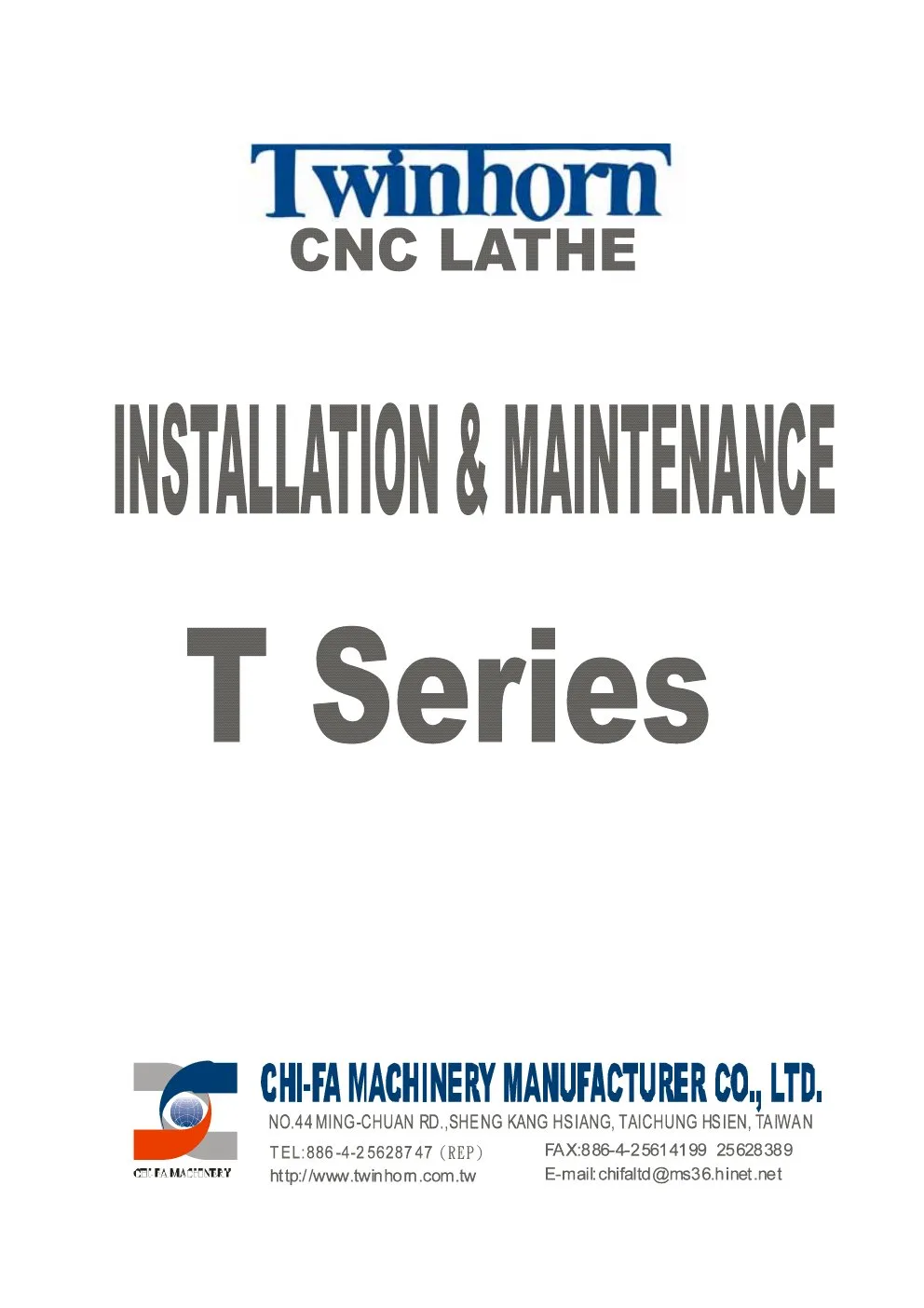 XYZ Machine Tools manual cover