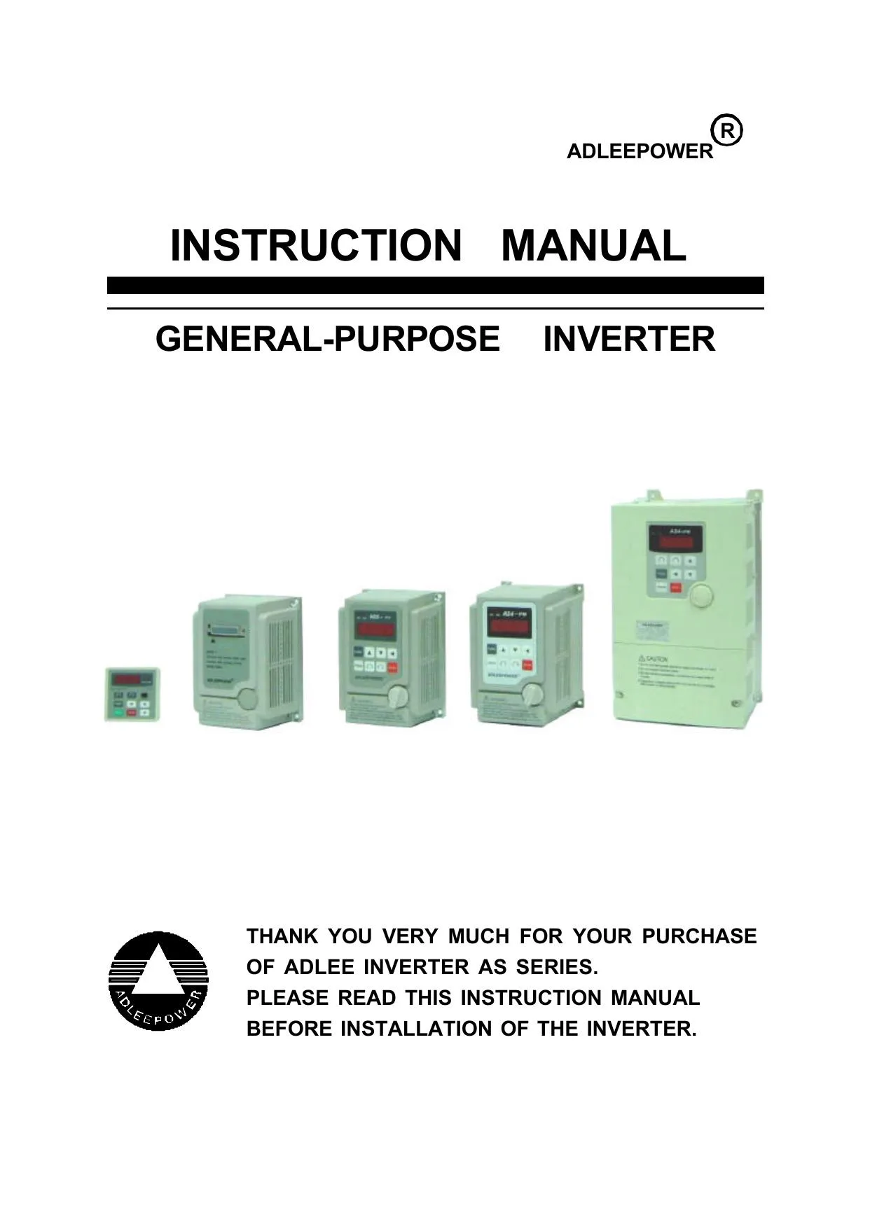 AdleePower AS2-04 General-Purpose Inverter Instruction Manual