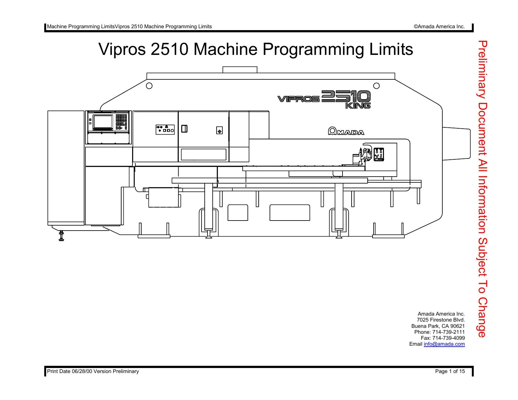 Amada Vipros 2510 Machine Programming Limits - PDF Download