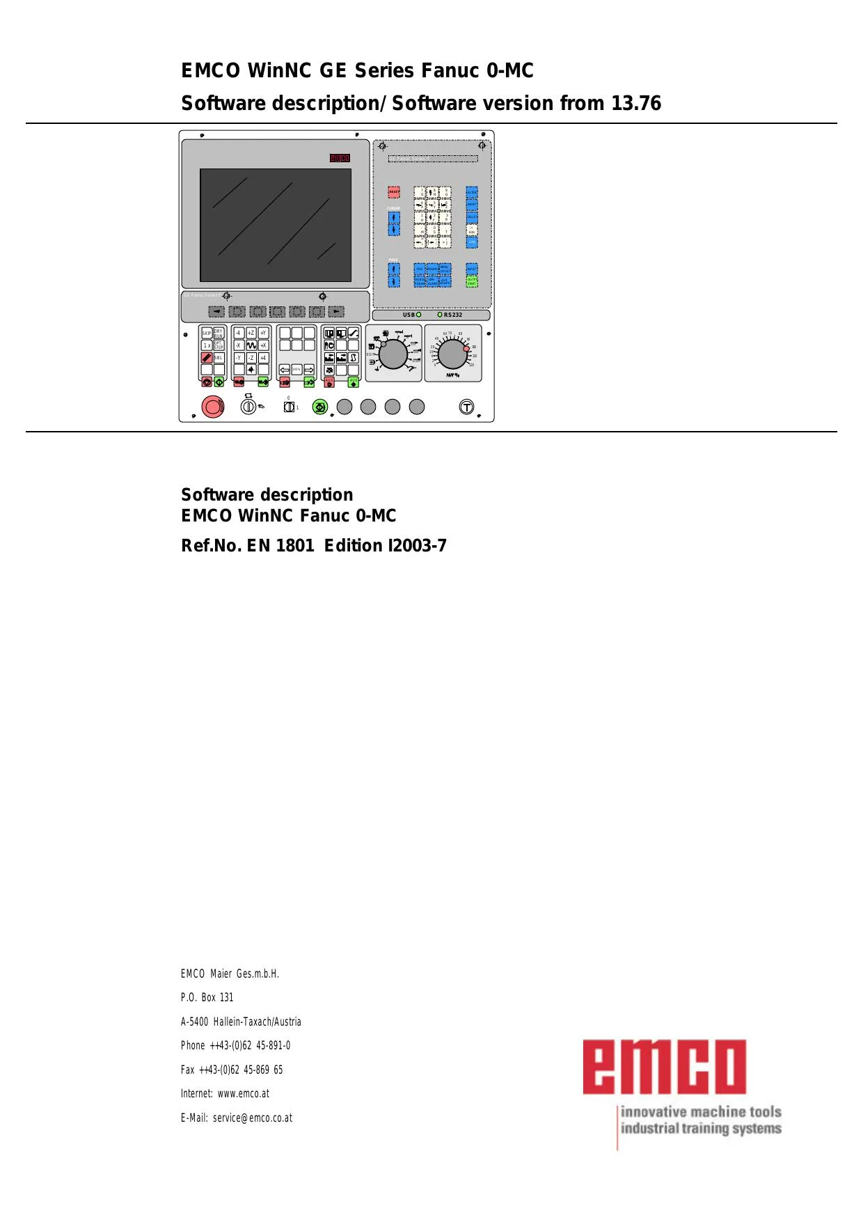 EMCO WinNC GE Series Fanuc 0-MC Manual - PDF Download