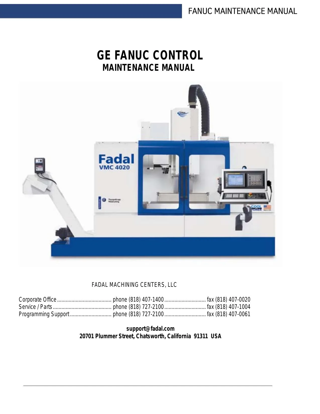 Fadal VMC Fanuc Maintenance Manual - PDF Download