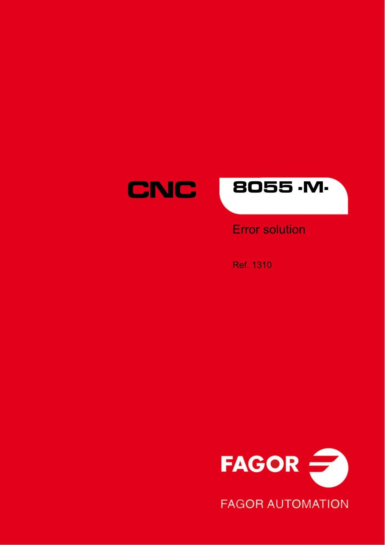 Fagor CNC 8055-M Error Solution Manual (Ref. 1310)