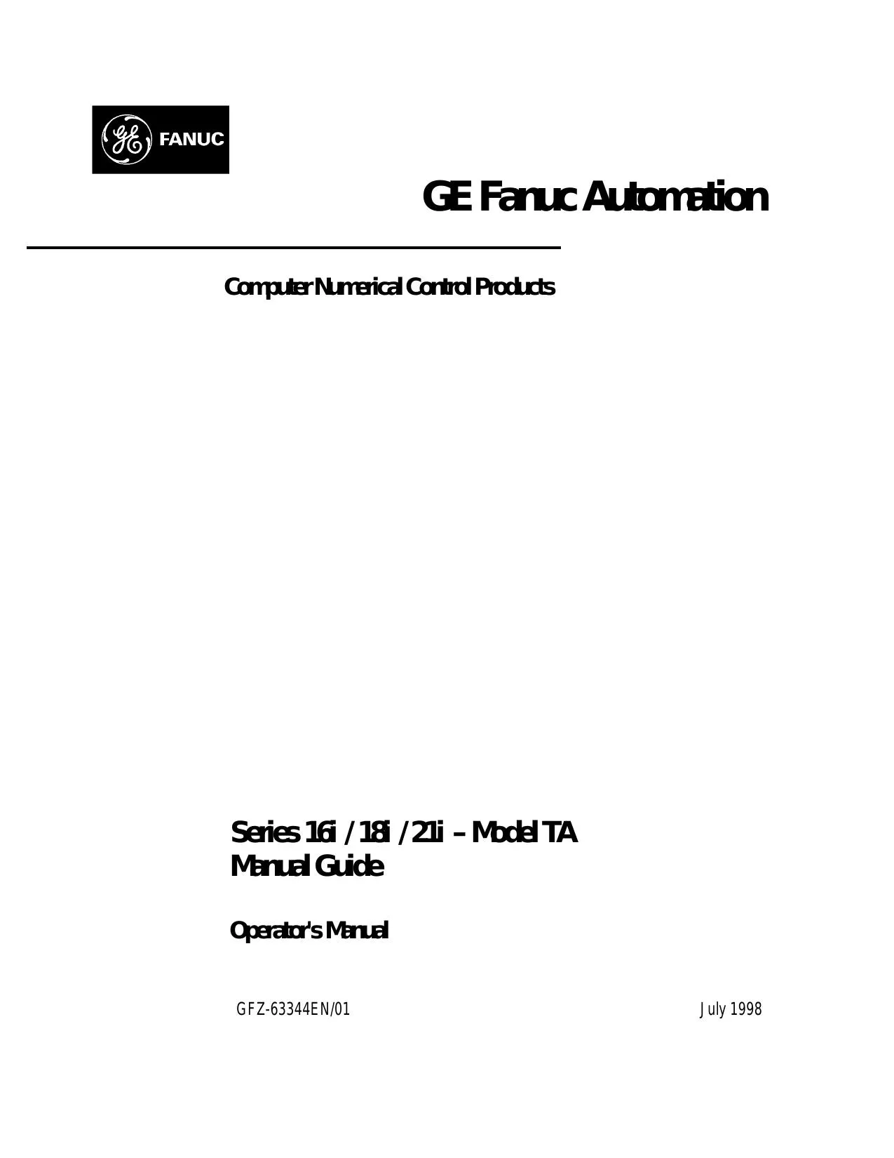 Fanuc 16i-TA Manual Guide Operator Manual - PDF Download