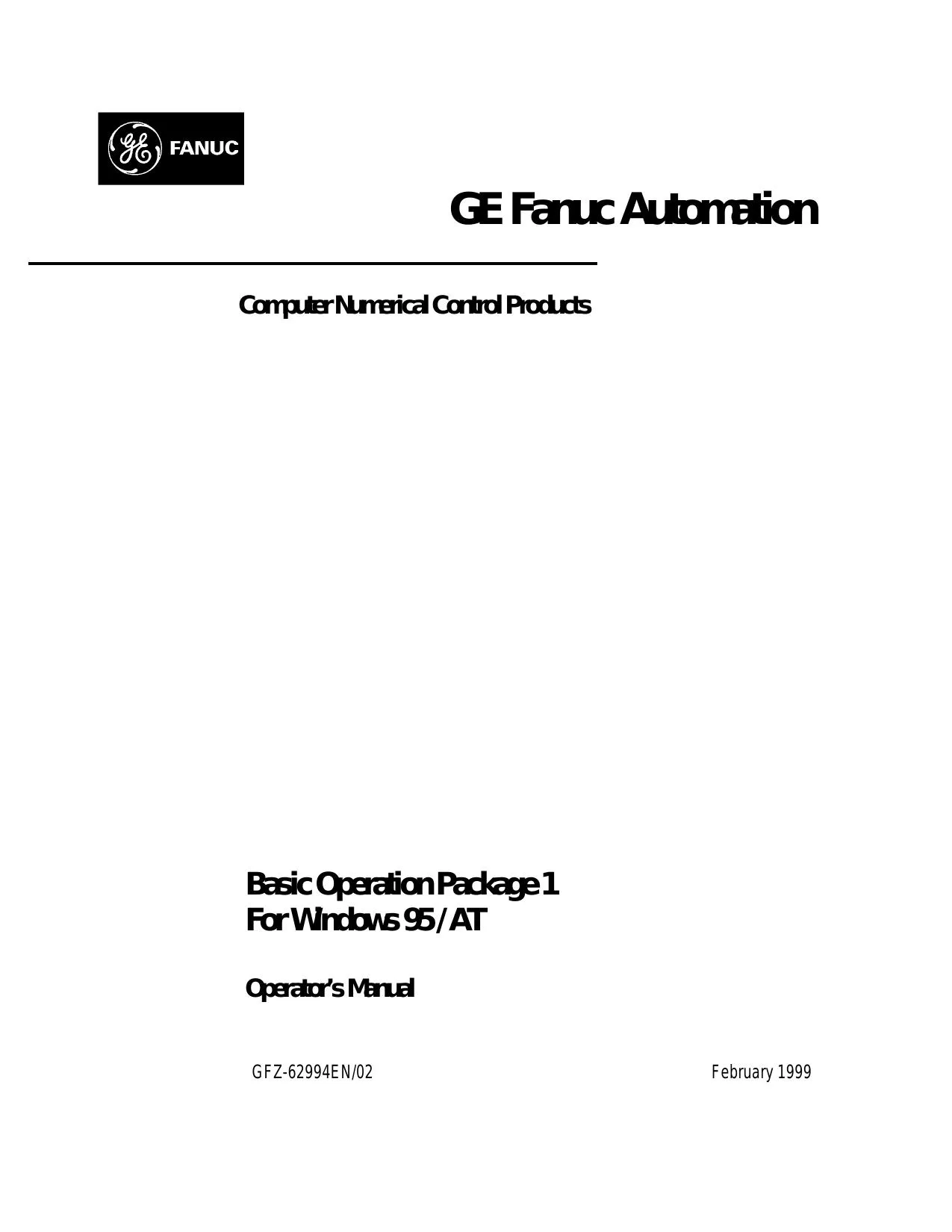 Fanuc Basic Operation Package Win95 Operator Manual 62994EN - PDF Download