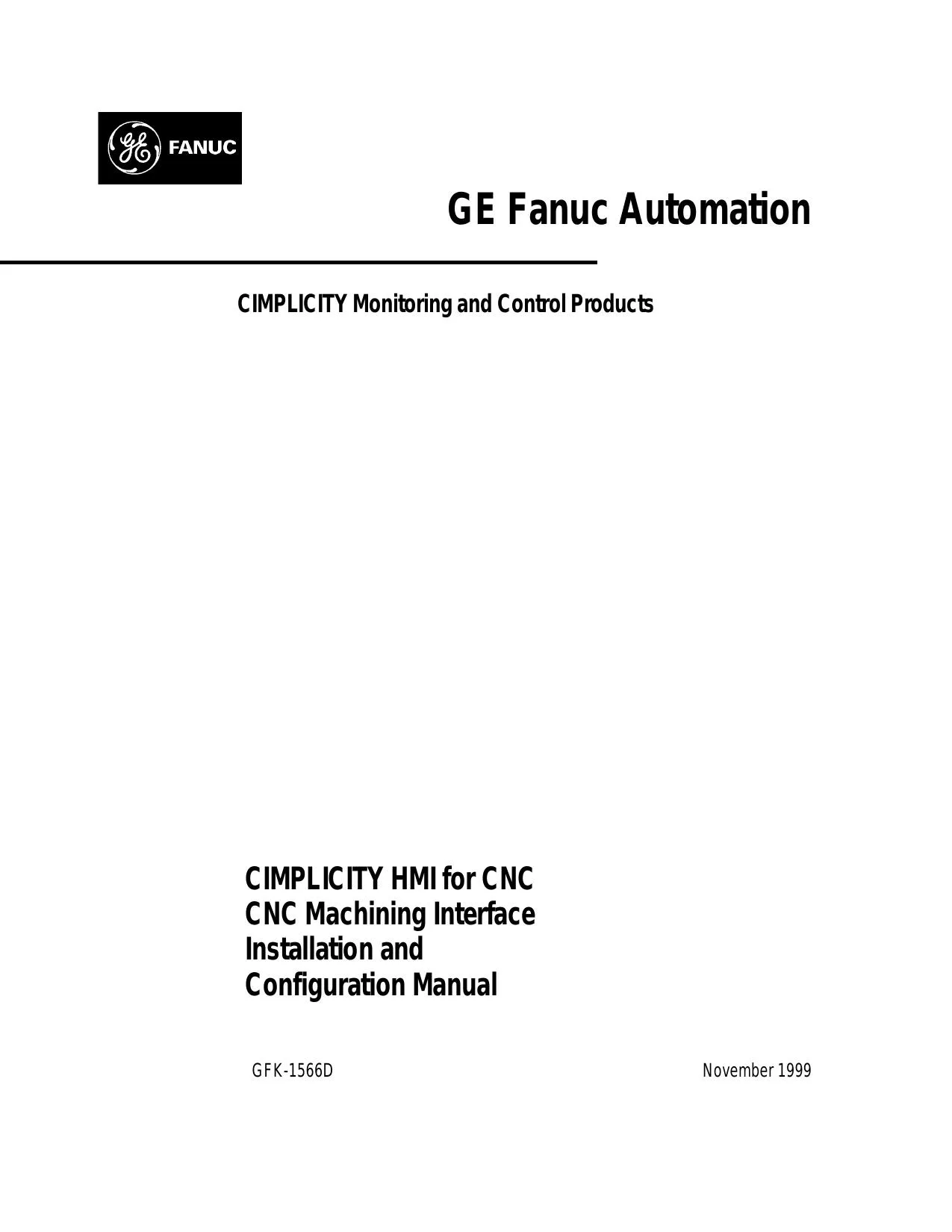 Fanuc CIMPLICITY HMI for CNC Installation & Configuration Manual GFK-1566D - PDF Download