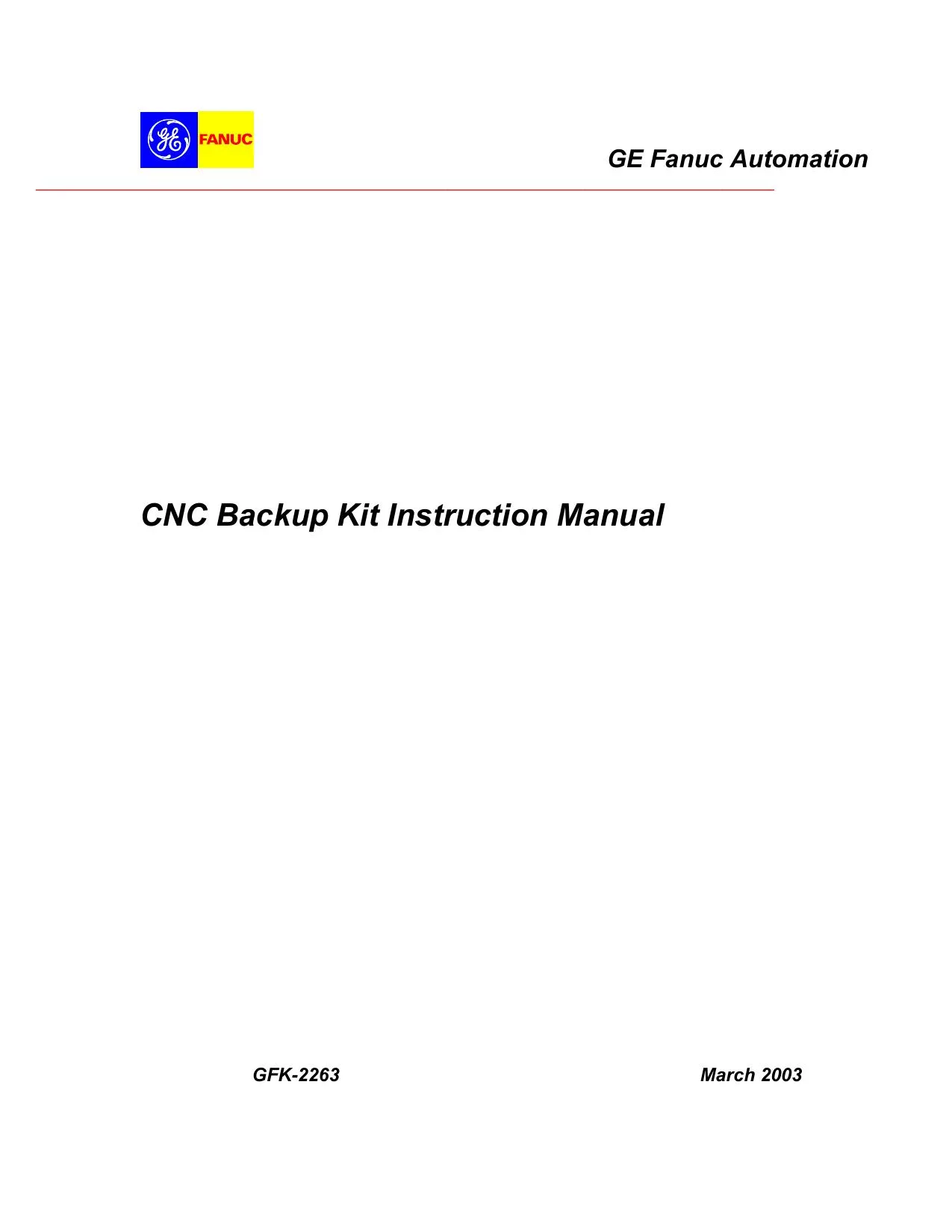 Fanuc CNC Backup Kit Instruction Manual GFK-2263 - PDF Download