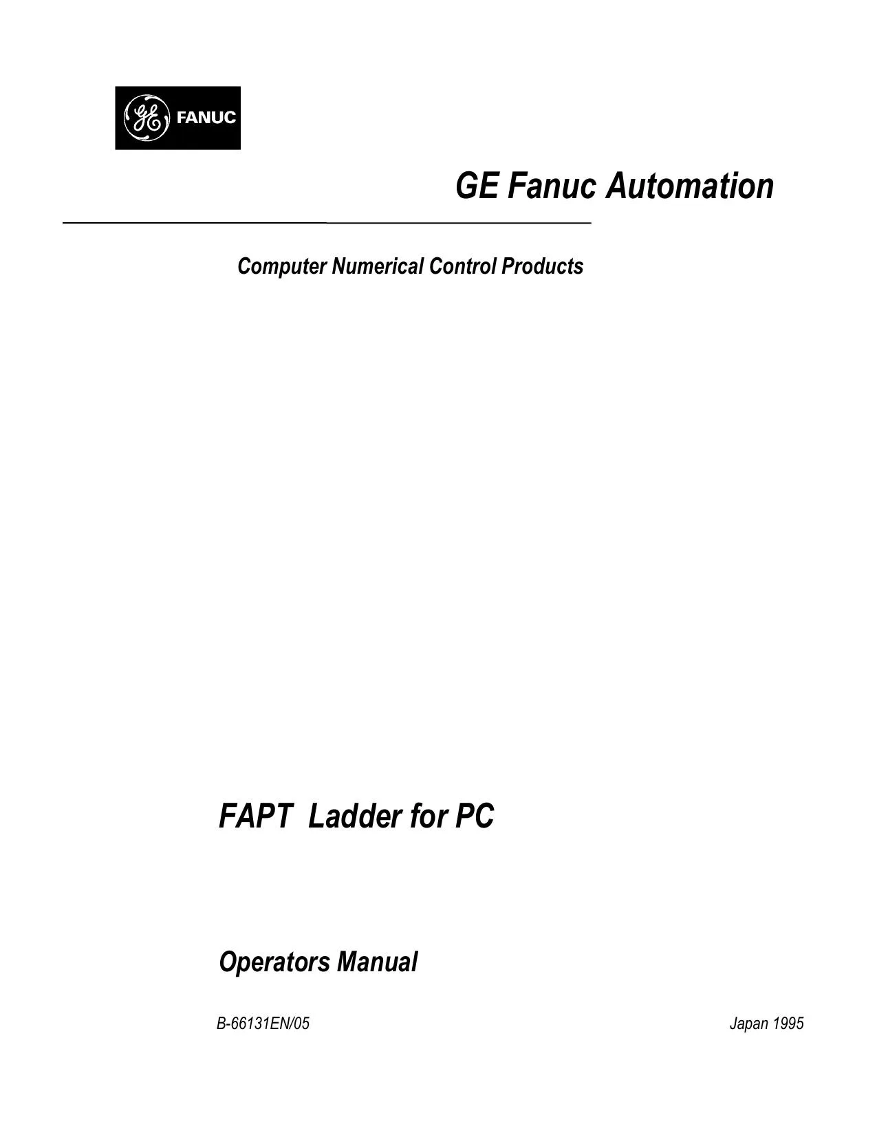Fanuc FAPT Ladder for PC Operator Manual 66131EN - PDF Download