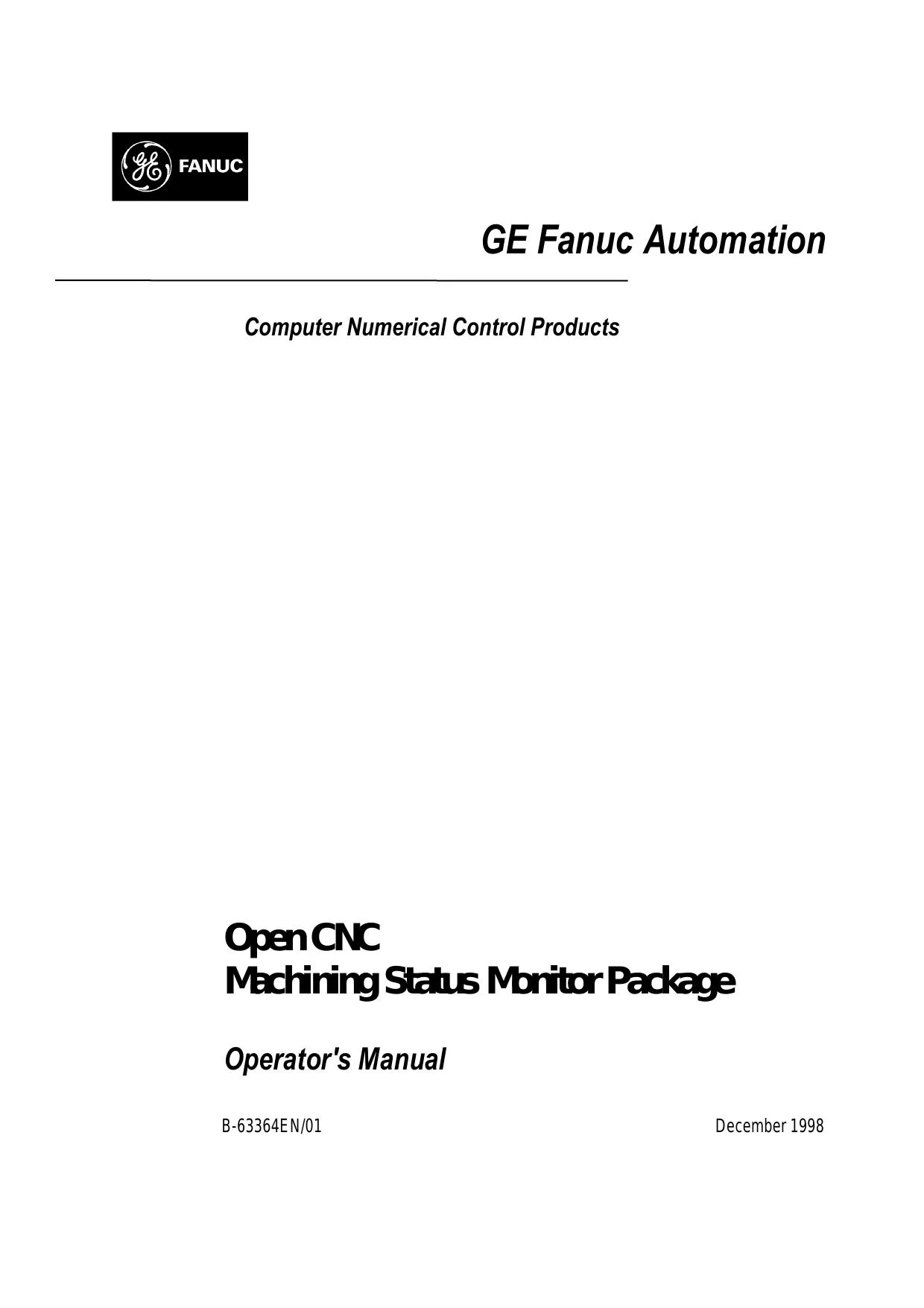Fanuc Open CNC Machining Status Monitor Operator Manual 63364EN - PDF Download