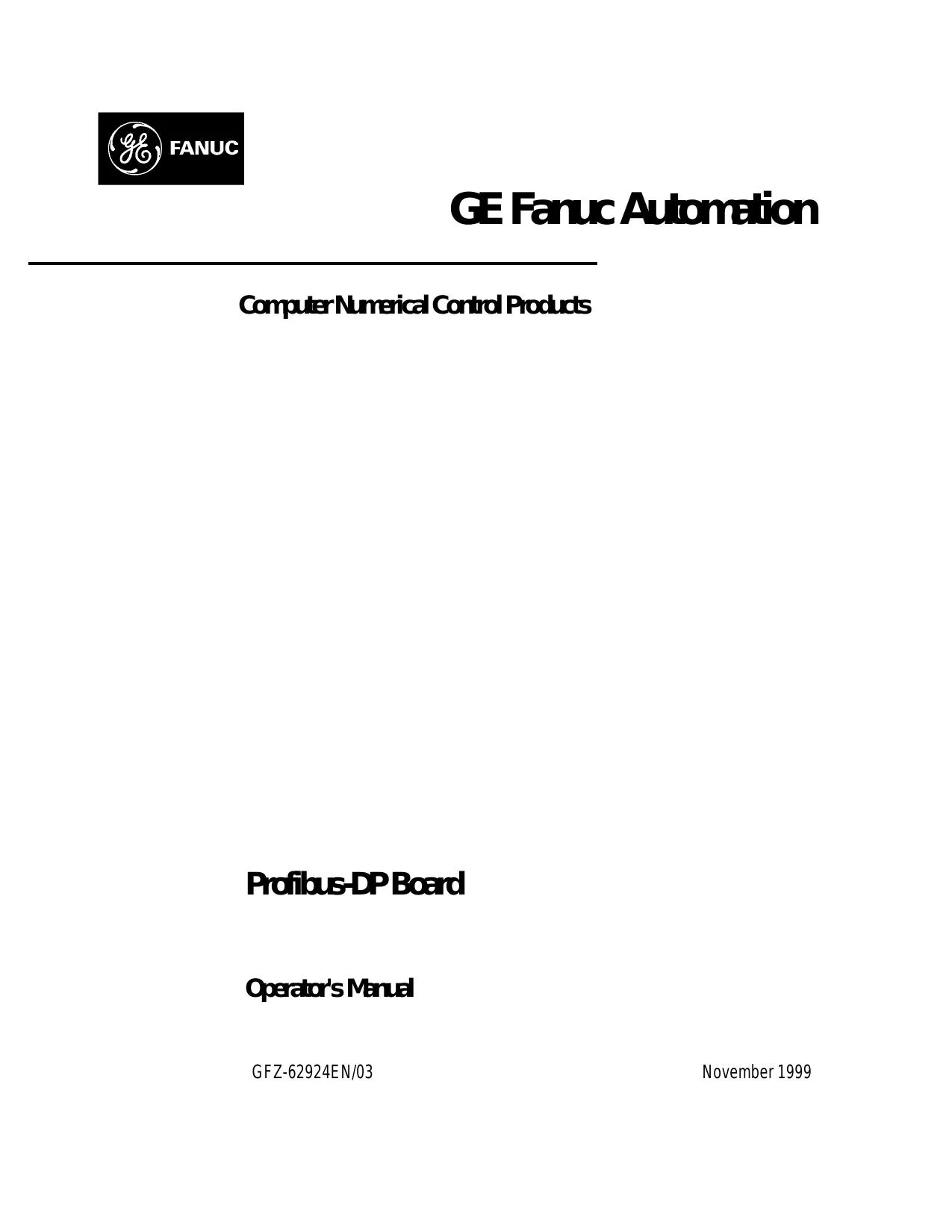 Fanuc Profibus-DP Board Operator Manual 62924EN - PDF Download