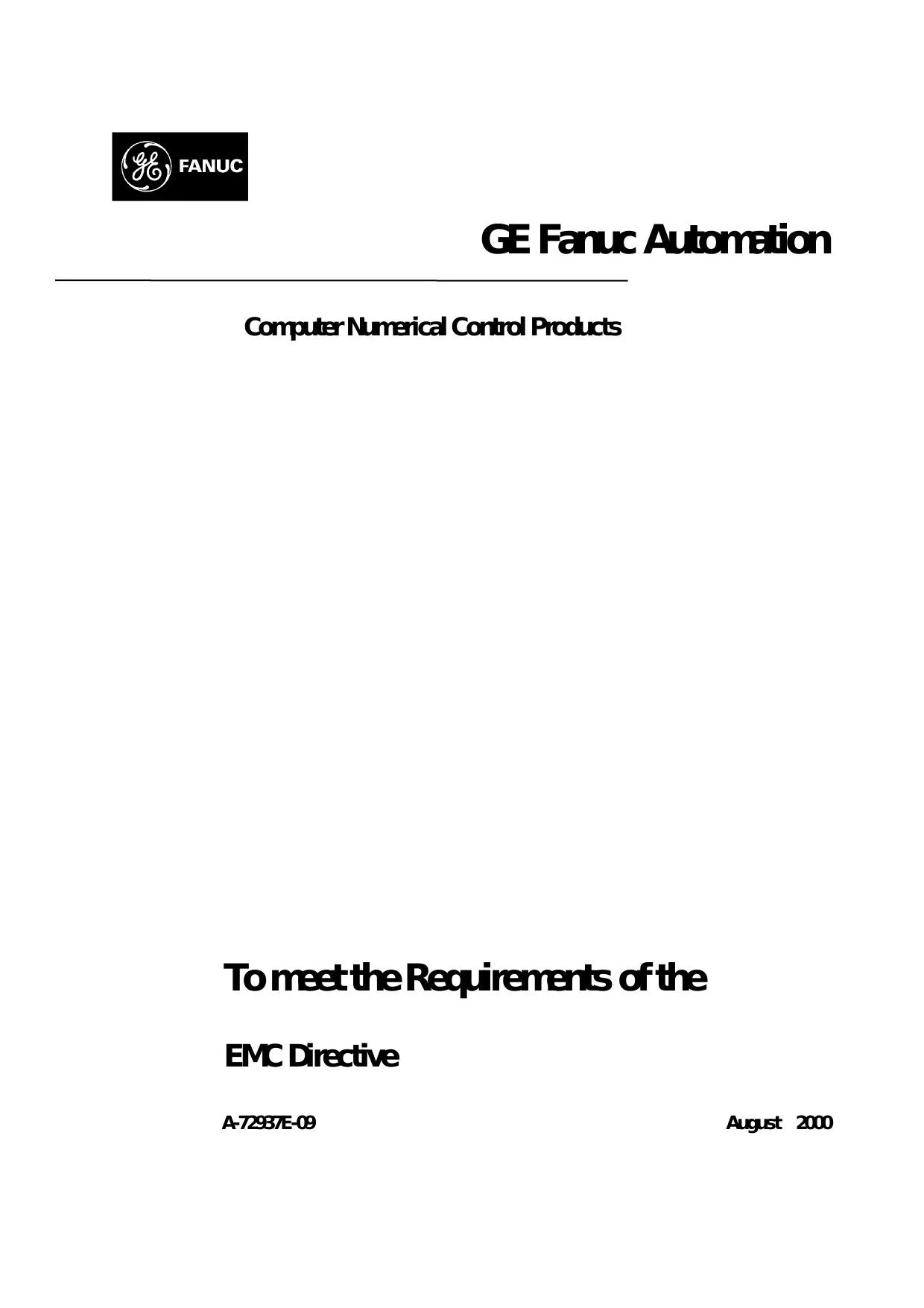 Fanuc To meet Requirements of EMC Directive A-72937E-09 - PDF Download