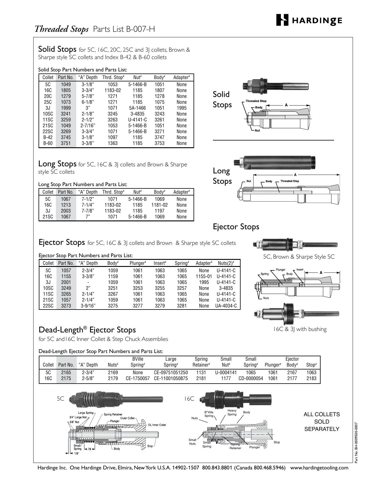 Hardinge Threaded Stops Parts List B-007-H - PDF Download