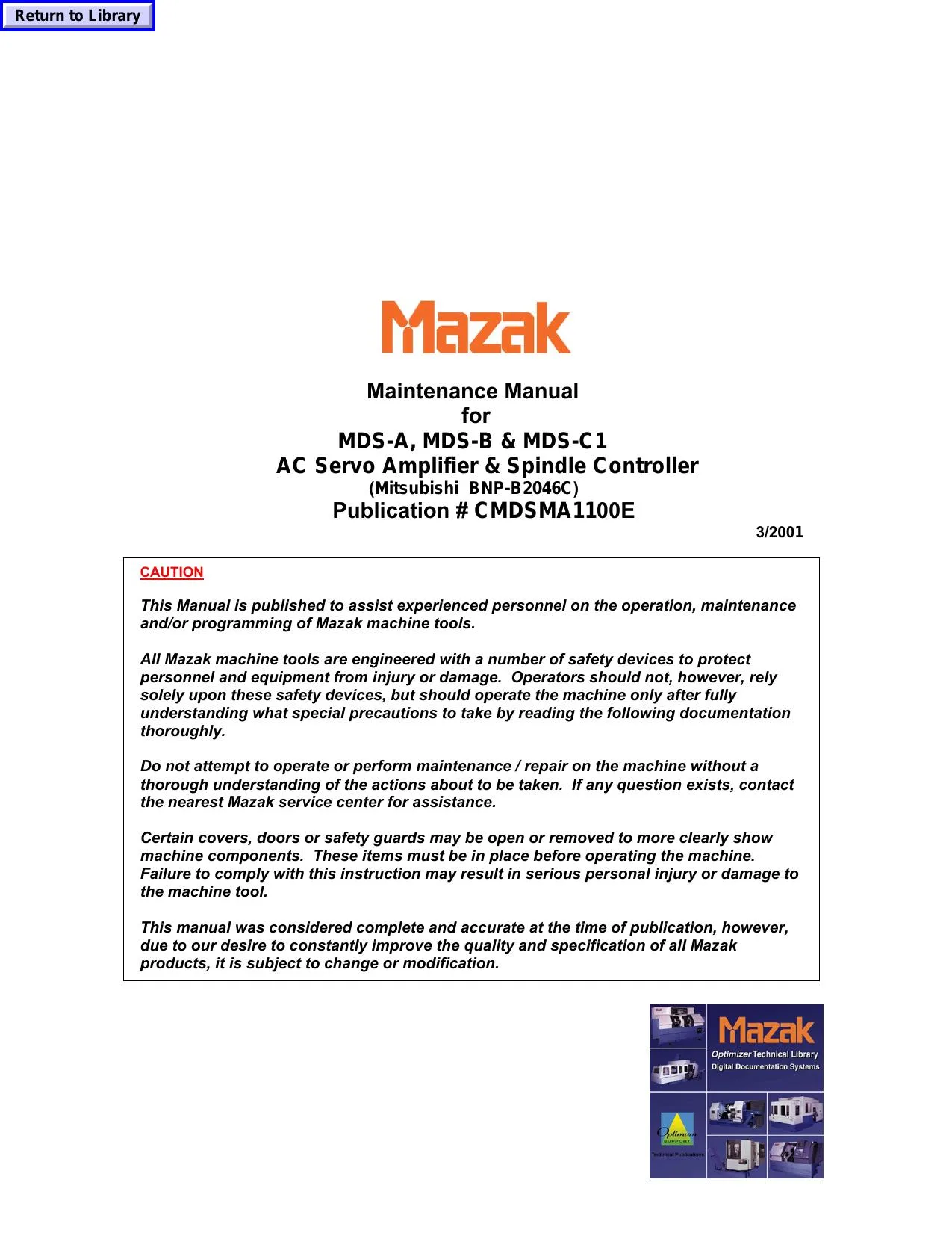 Mazak Maintenance Manual MDS-A  AC Servo Amplifier Spindle Controller - PDF Download