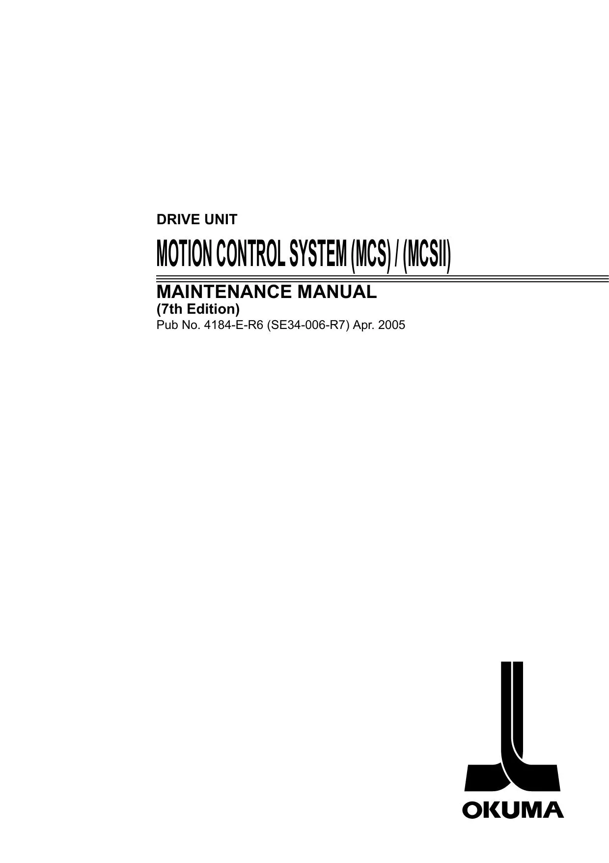 Okuma MCS II Drive Unit Maintenance Manual (Motion Control System II) — PDF Download