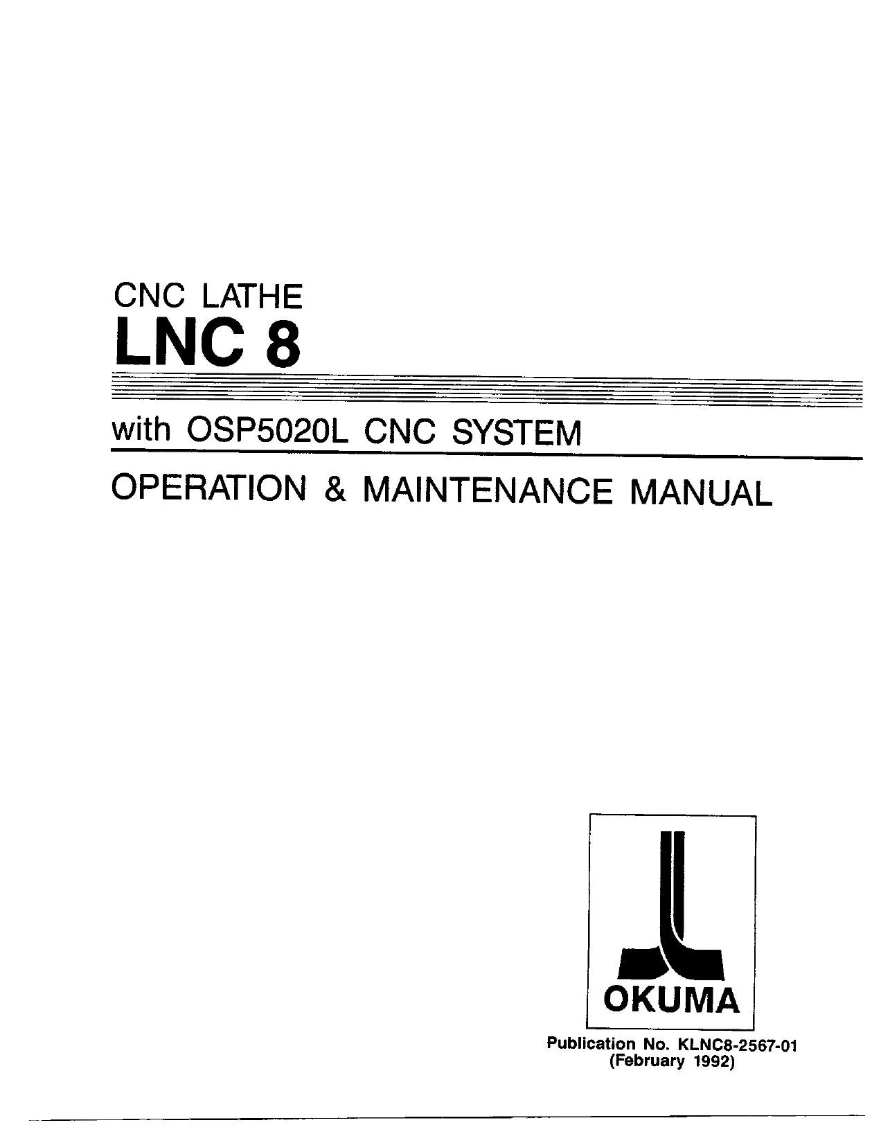 Okuma OSP 5020L Operation & Maintenance Manual - PDF Download