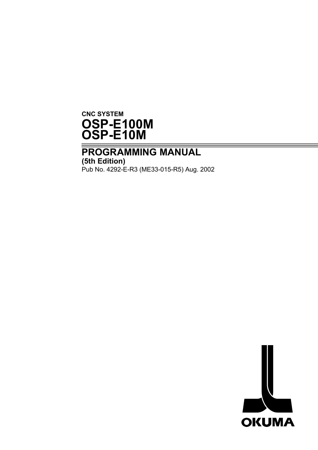 Okuma OSP-E100M OSP-E10M PROGRAMMING MANUAL - PDF Download