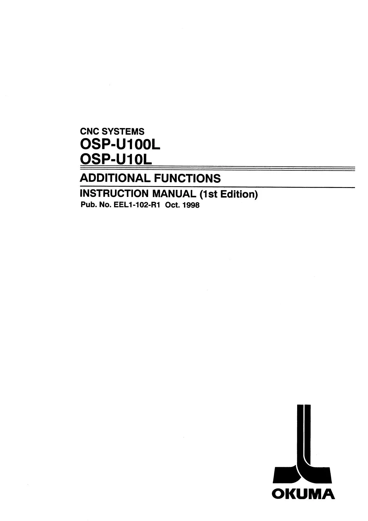 Okuma OSP-U100L/U10L Additional Functions Instruction Manual - PDF Download