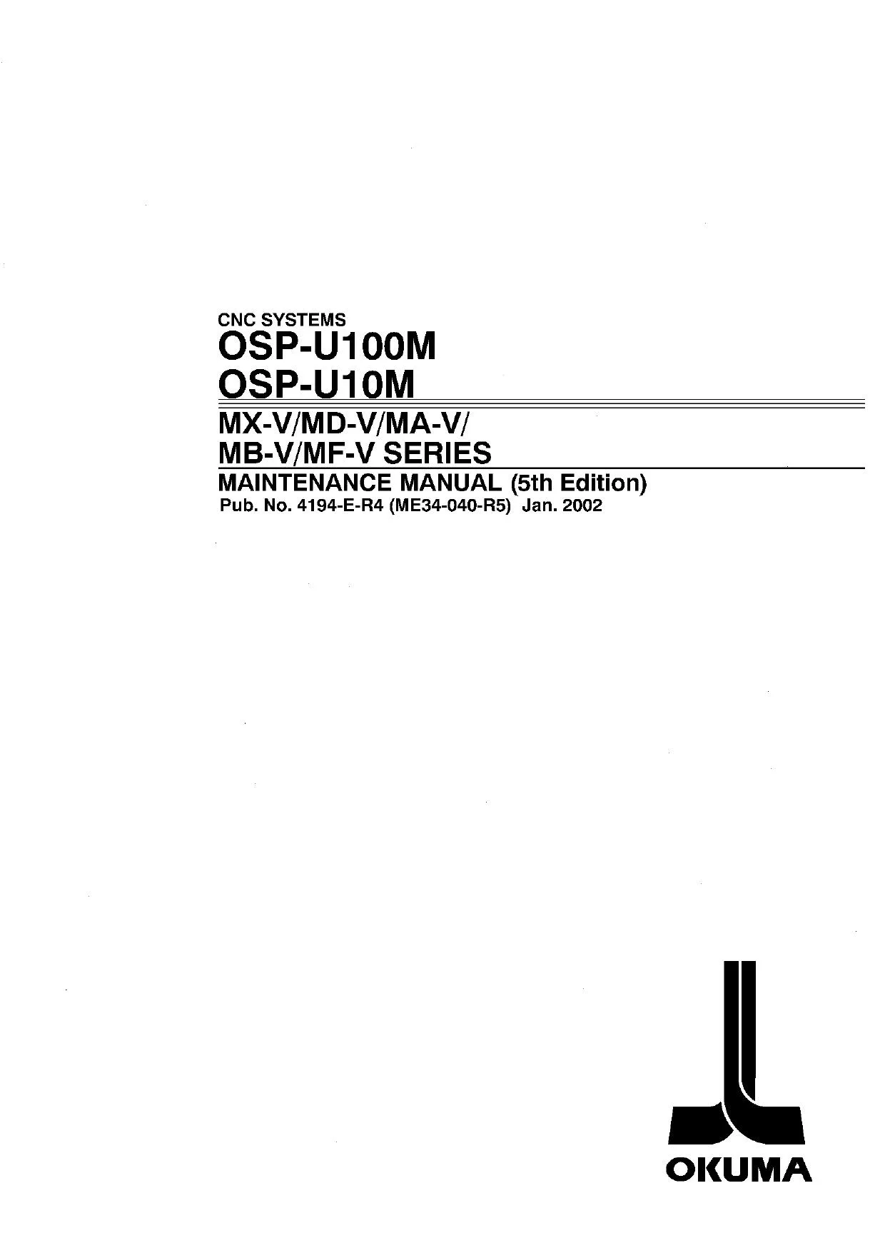 Okuma OSP-U100M MX-V MC-V MA-V Maintenance Manual - PDF Download