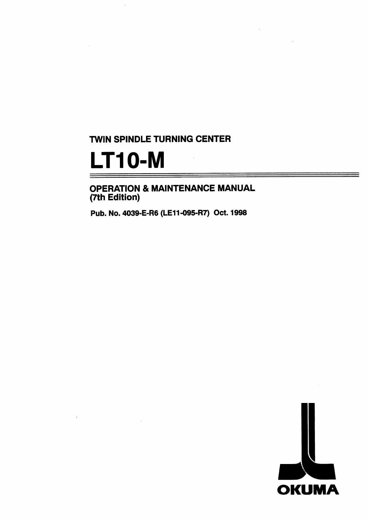 Okuma Twin Spindle LT10-M Operation Maintenance Manual - PDF Download