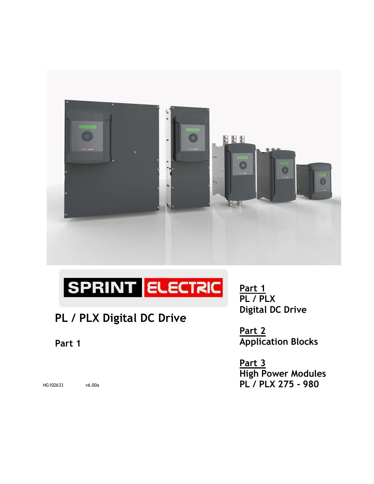 Sprint Electric PL / PLX Digital DC Drive Manual (HG102633 v6.00a)