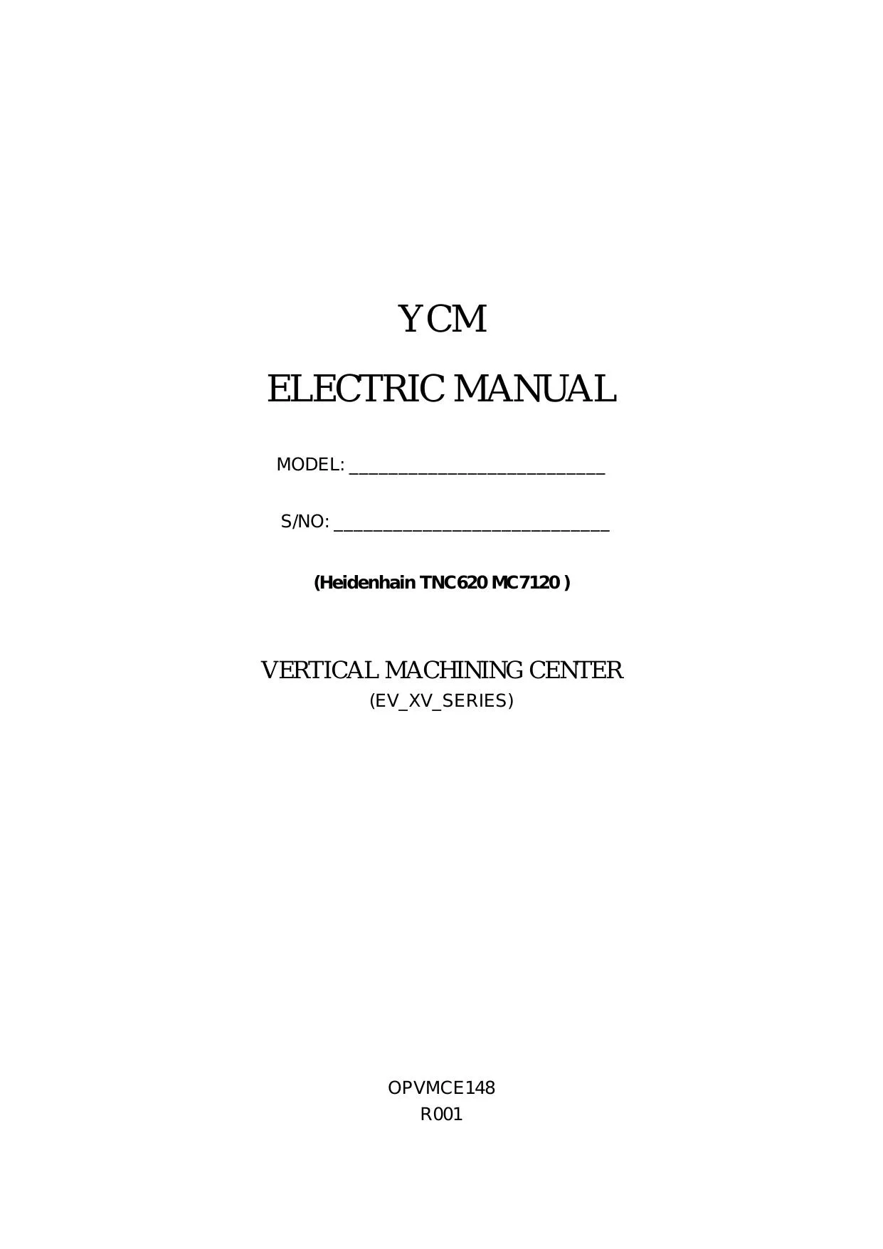 YCM NXV560A Electric Manual — Heidenhain TNC620 MC7120 cover