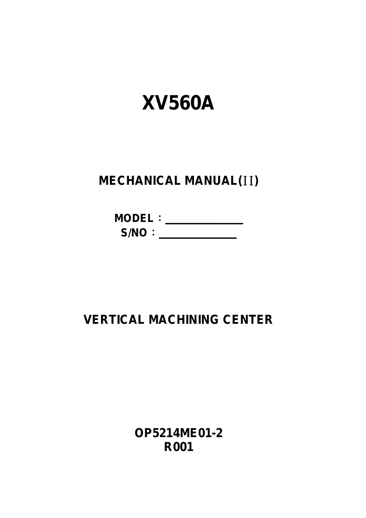 YCM NXV560A Mechanical Manual (II) cover