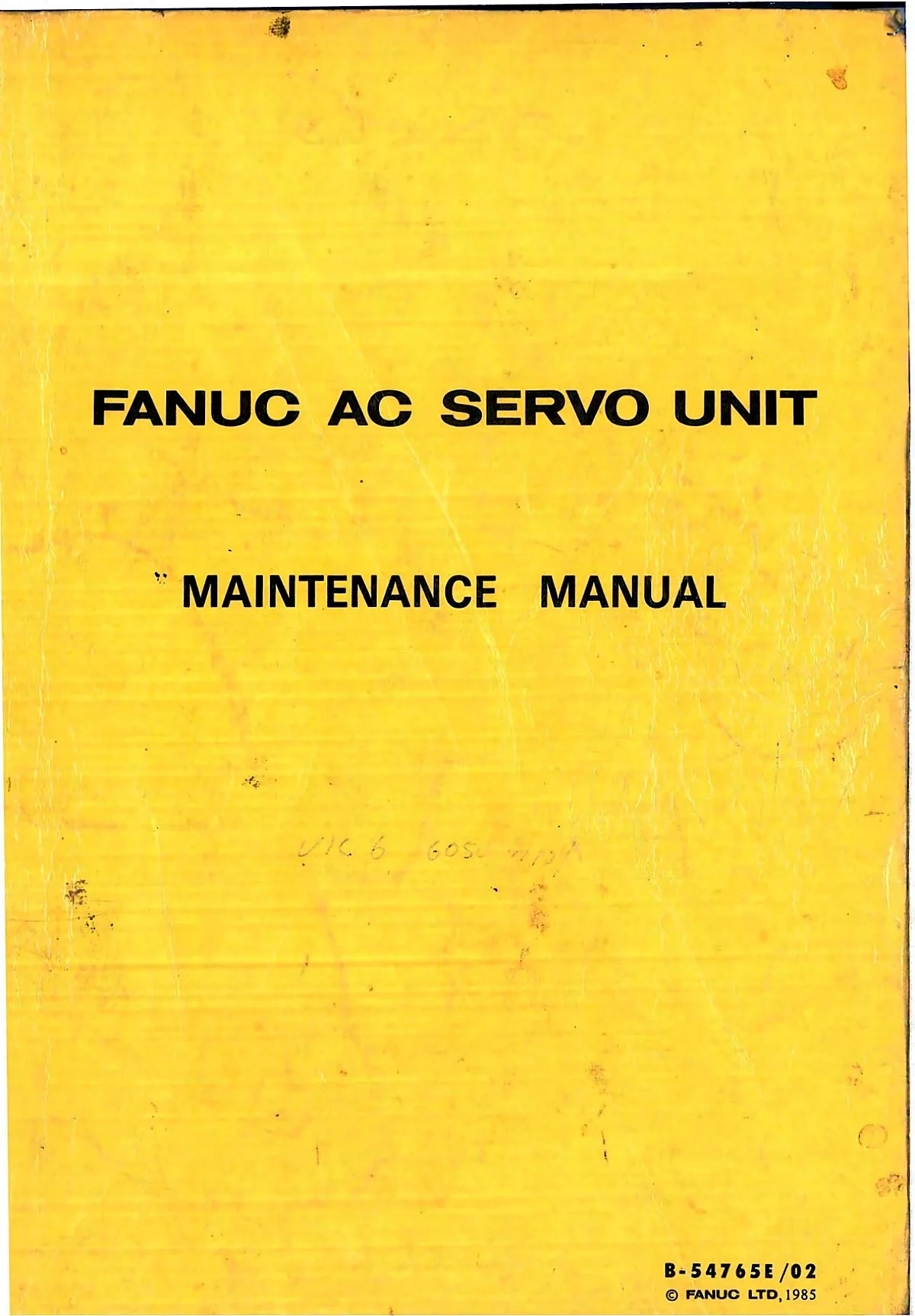 Fanuc AC Servo Unit Maintenance Manual, B-54765E/02 cover