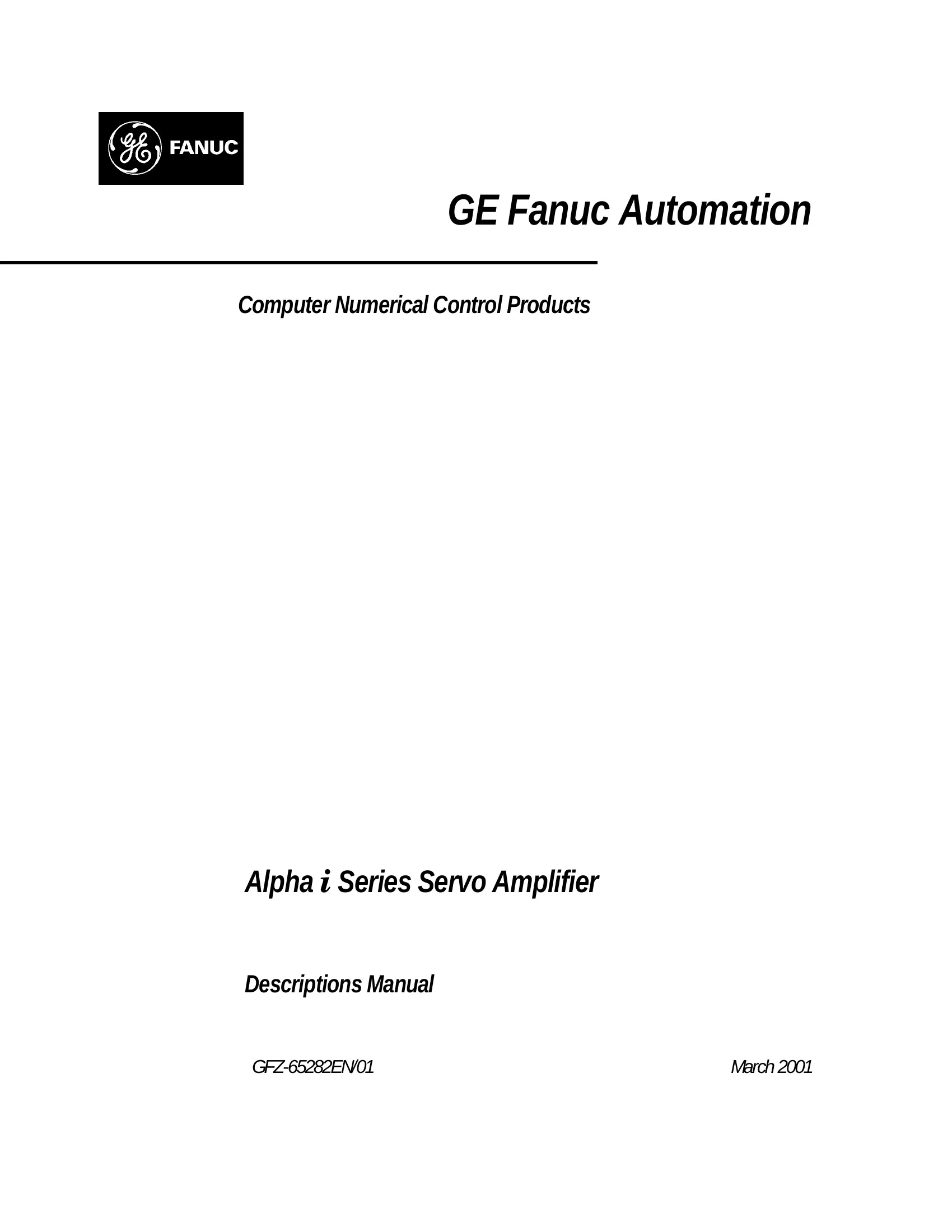 Fanuc Alpha i Series Servo Amplifier Descriptions Manual, GFZ-65282EN/01 cover