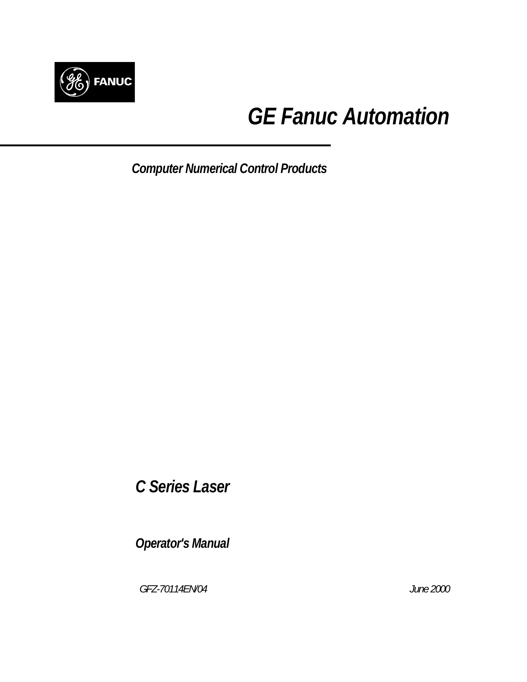 Fanuc C Series Laser Operator's Manual, GFZ-70114EN/04 cover