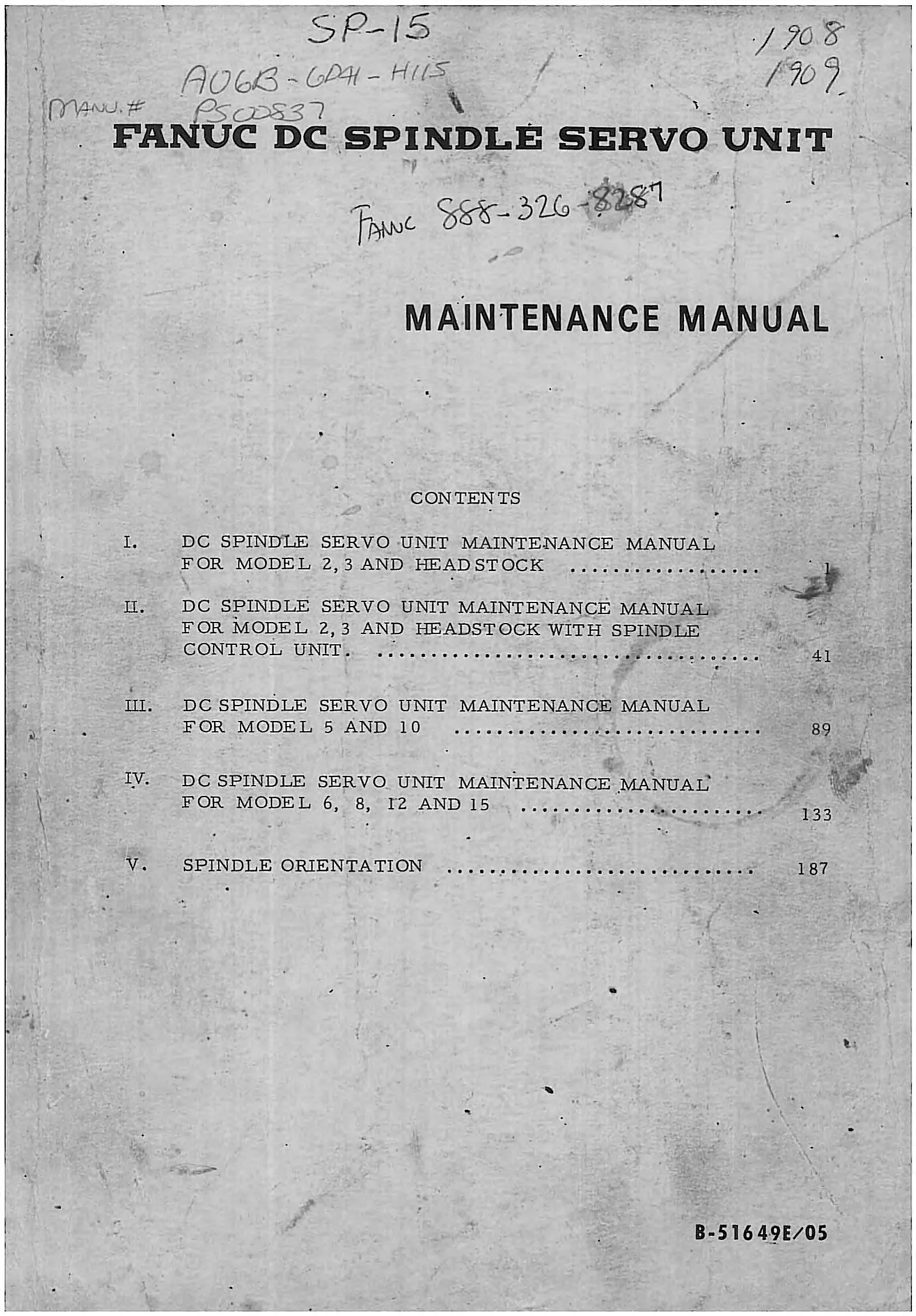 Fanuc DC Spindle Servo Unit Maintenance Manual cover