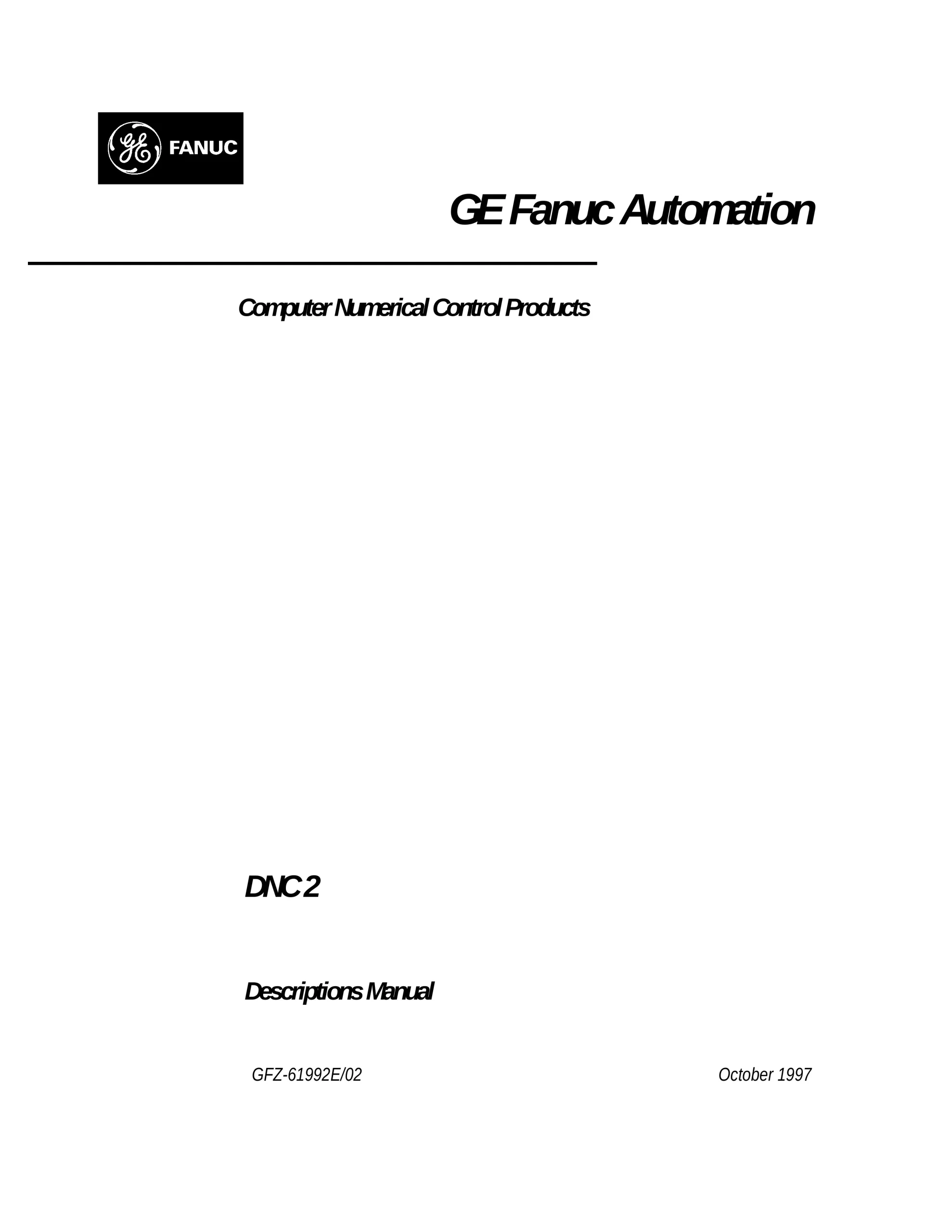 Fanuc DNC2 Descriptions Manual, GFZ-61992E/02 cover