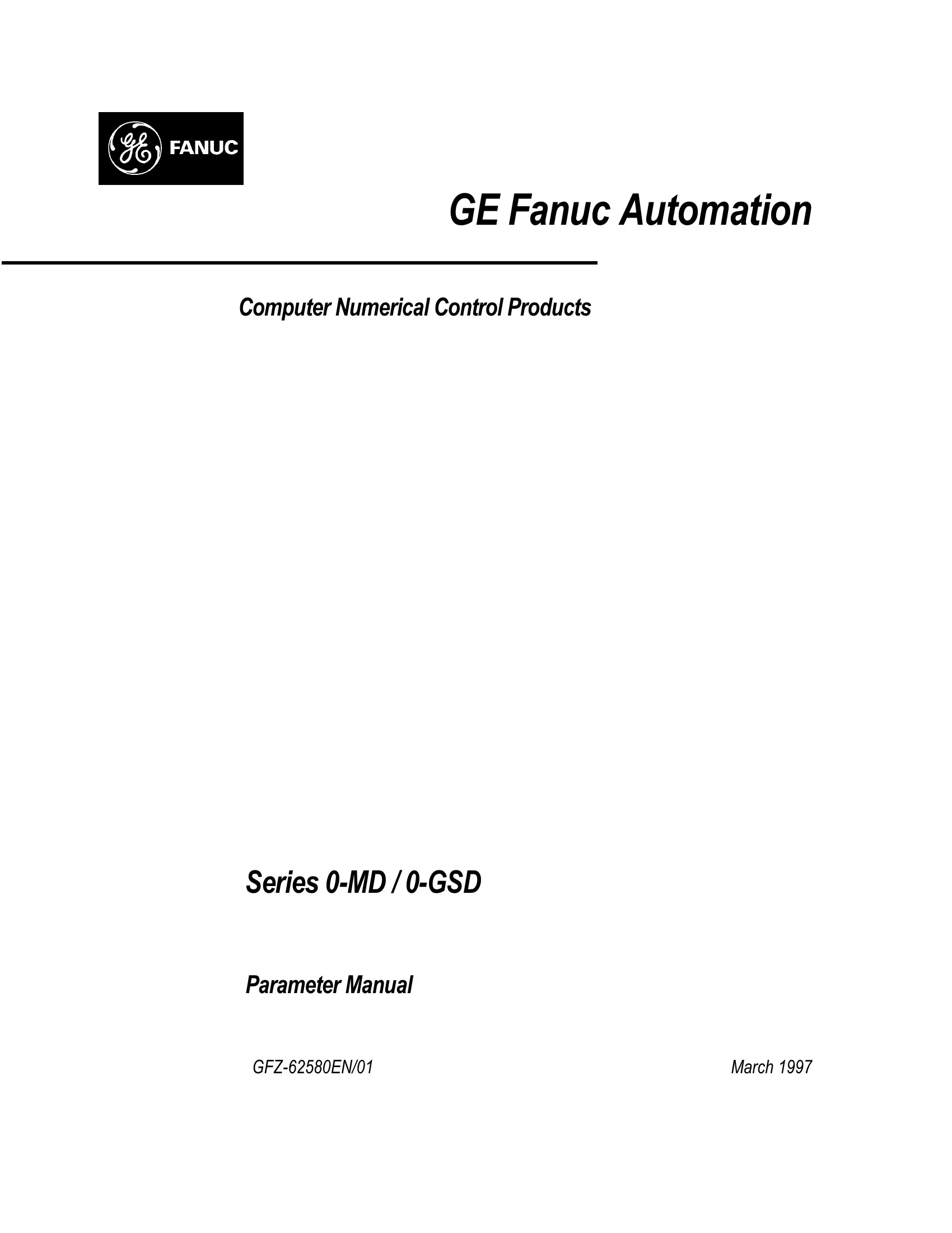 Fanuc Series 0-MD/0-GSD Parameter Manual, GFZ-62580EN/01 cover