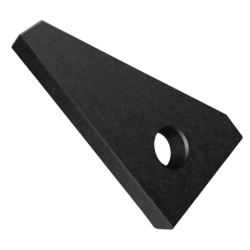 Black granite triangular right angle square, grade 00, standing on its base